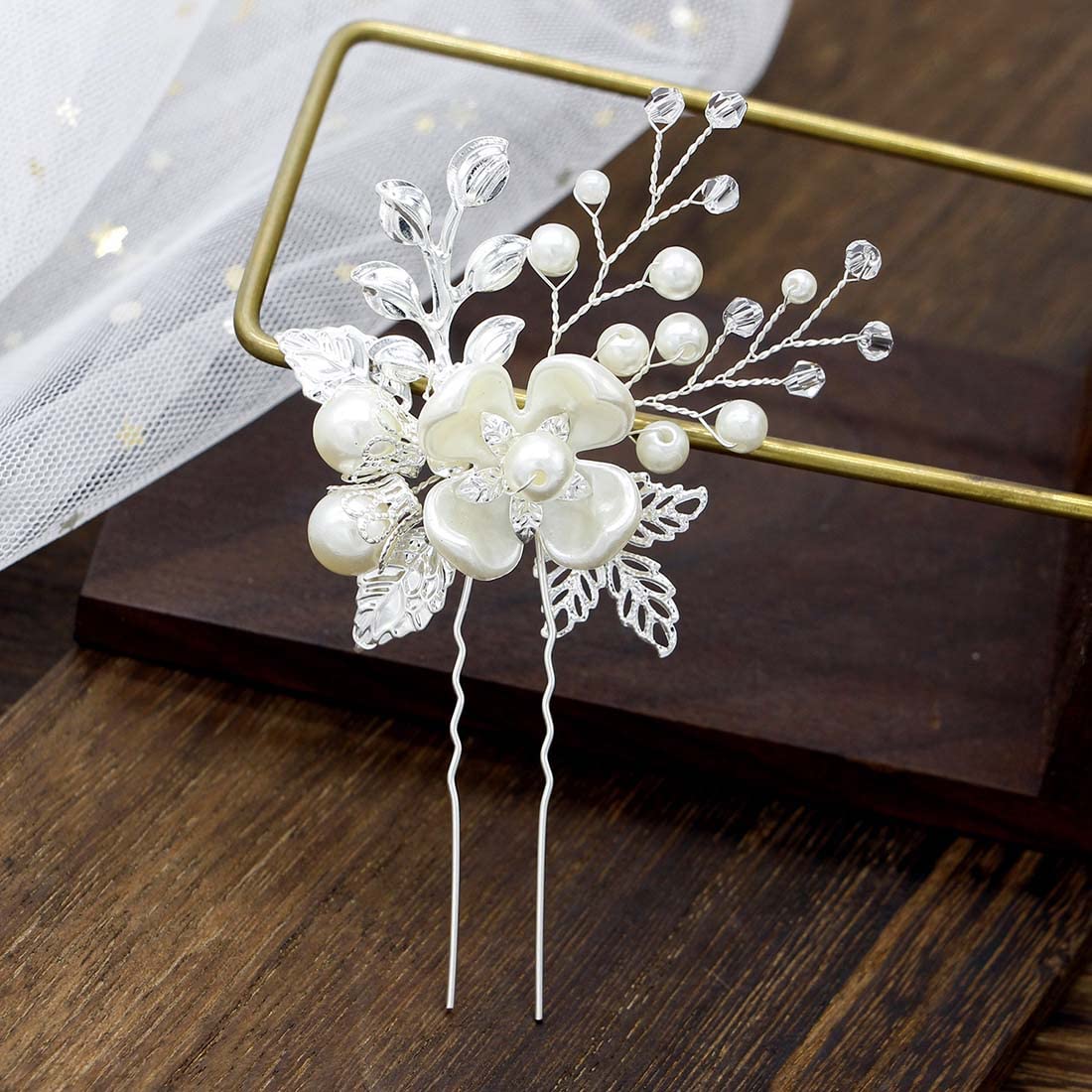 Elegant Silver Bridal Headpiece with Pearls & Crystals – Wedding Hair Accessories for Women & Girls | Perfect for Brides, Bridesmaids & Flower Girls