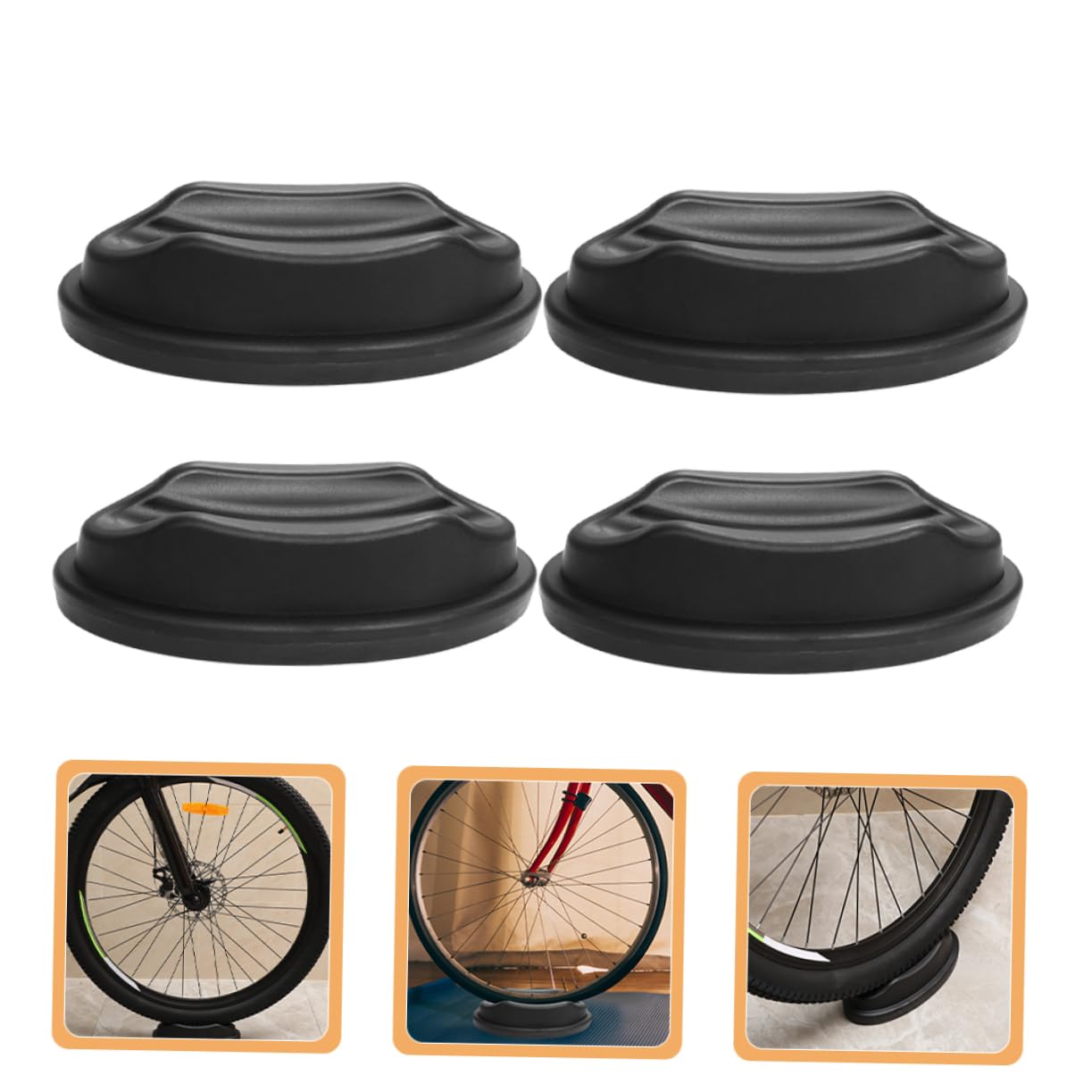 BESPORTBLE 4 Pack Mountain Bike Wheel Stabilizer Support Blocks - Bike Trainer Climbing Stand & Plastic Bike Mat for Indoor Cycling Training - Perfect for Home Gym, Exercise Bike Setup, and Cycling Workouts