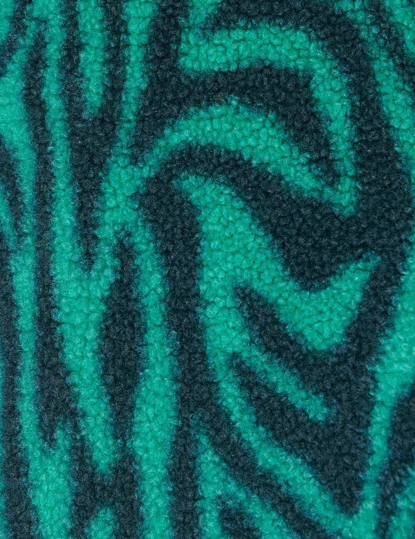 Karma Fleece Half Zip Pullover - Green Abstract Zebra Print Fleece Jacket for Men & Women | Cozy Outdoor Hiking & Casual Winter Wear