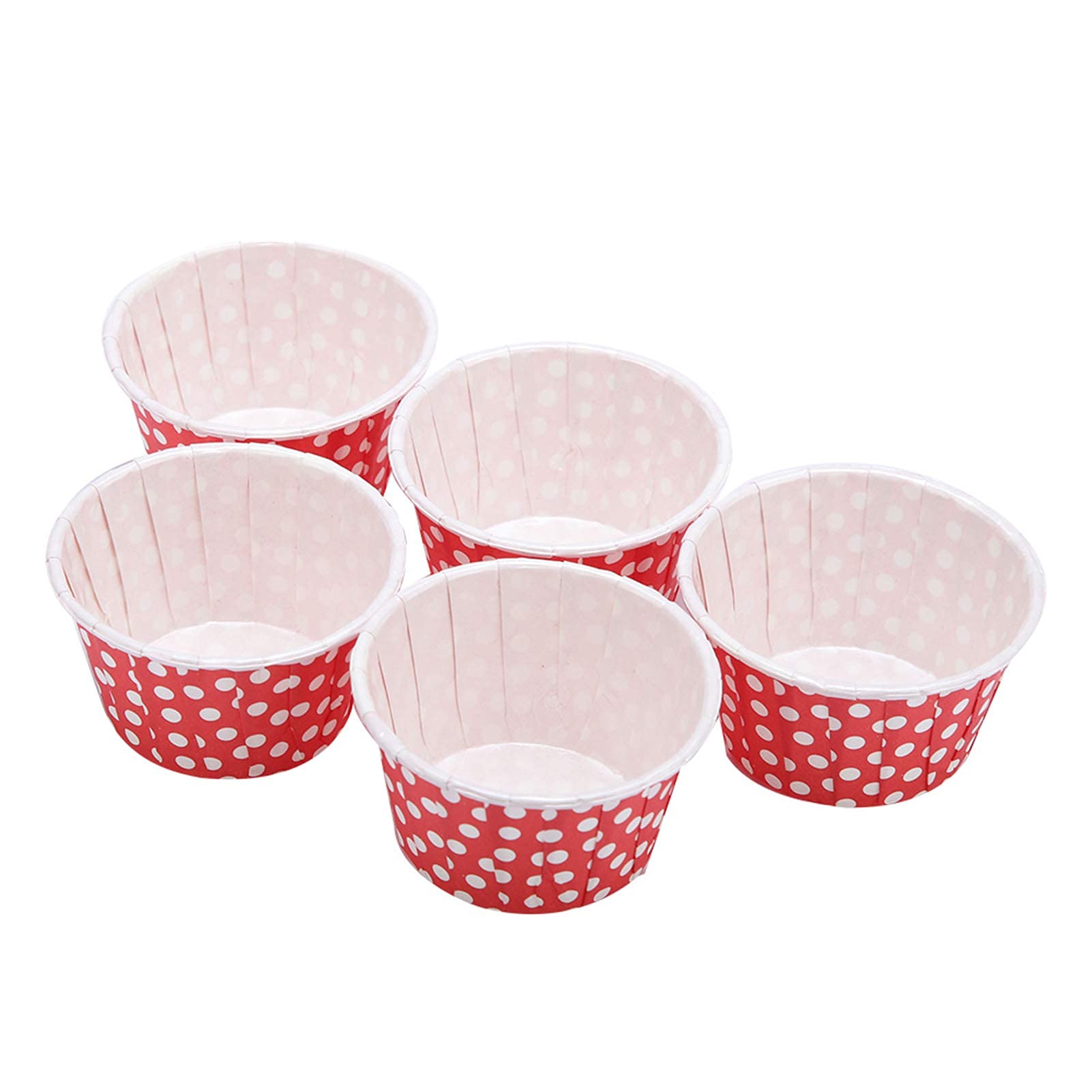 Hyuduo 100 Red Round Paper Baking Cups for Muffins & Cupcakes - Party & Wedding