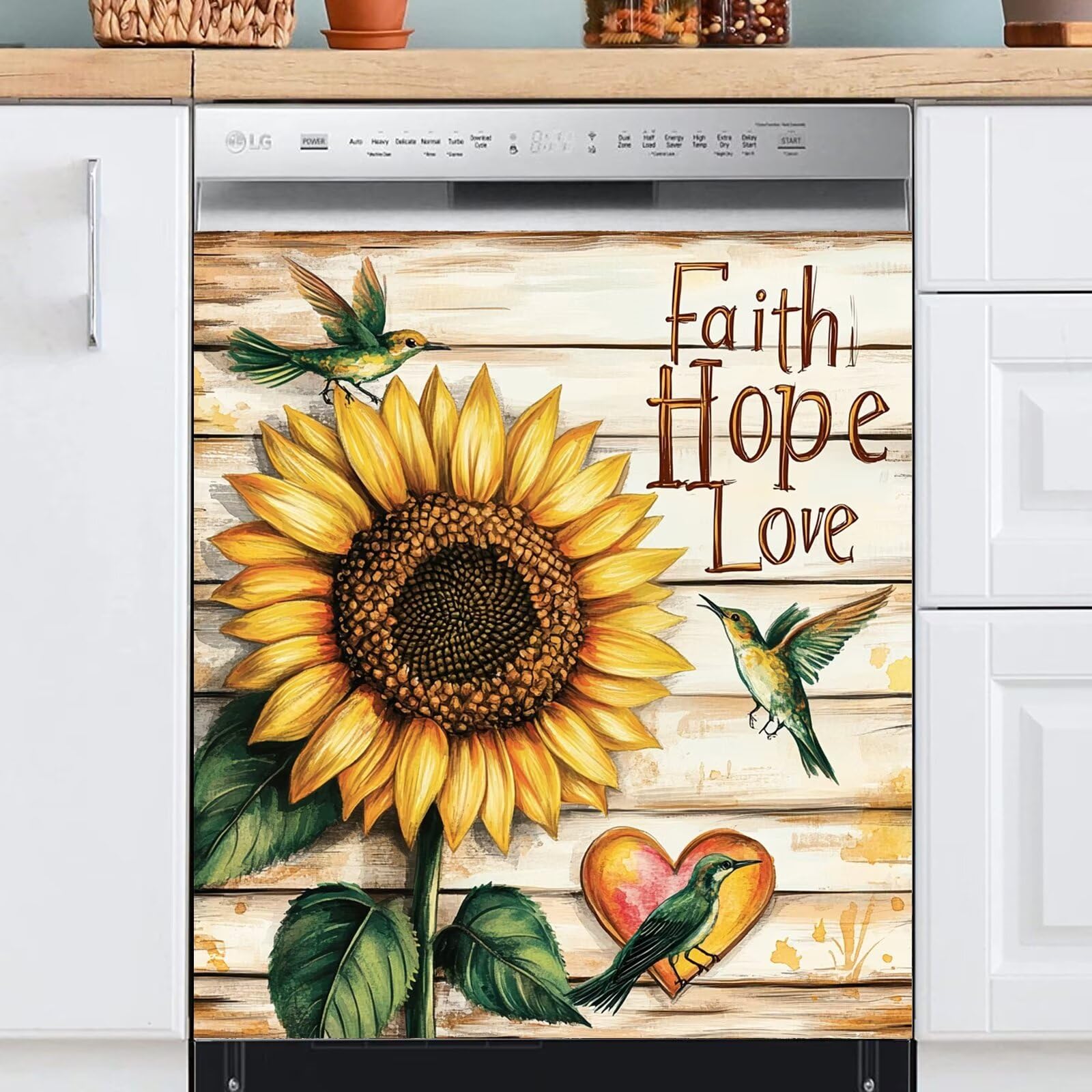 Farmhouse Sunflower Magnetic Dishwasher Door Cover - 23