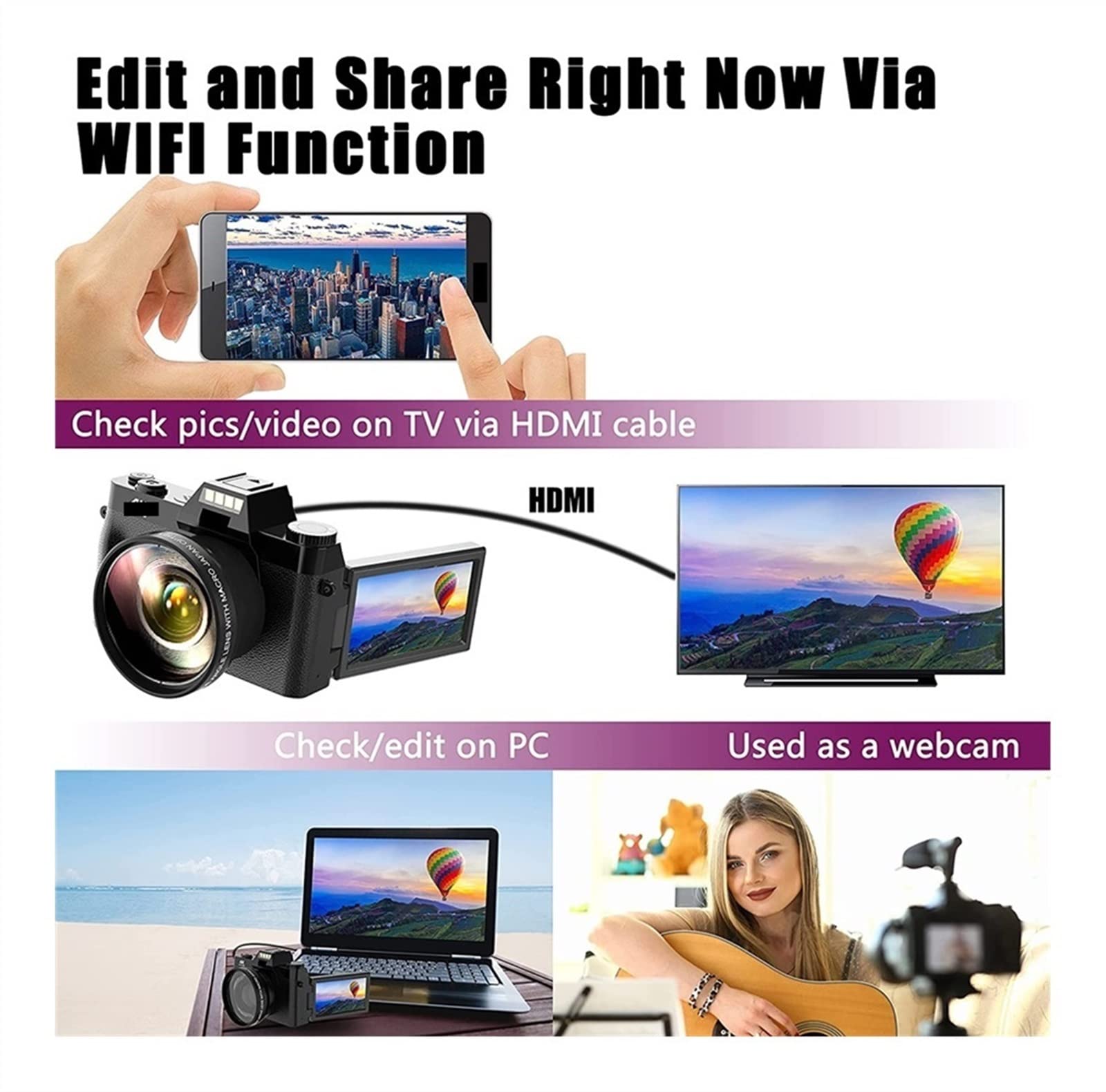 AUBEST 4K Digital Video Camera Camcorder - 48MP Photography, Rotatable Screen, Compact & Retro Design for Vlogging, YouTube, Travel Recording (Includes 128GB TF Card) - Perfect for Content Creators, Travel Vlogging & Family Events