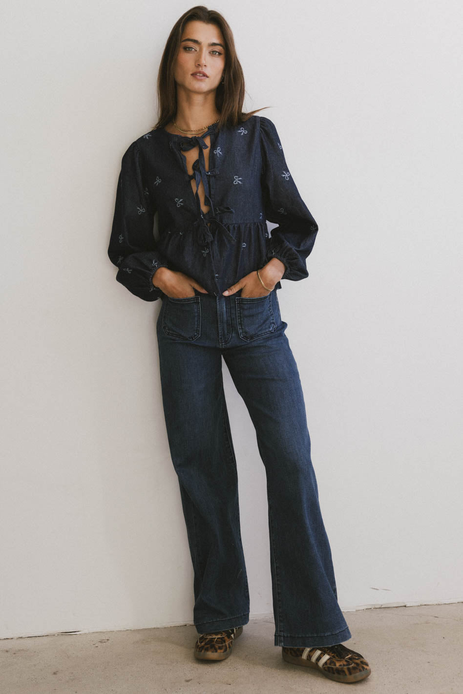Elegant Maggie Peplum Tie Blouse with Bow Detail - Women's Fashion Tops for Work & Date Night - FINAL SALE