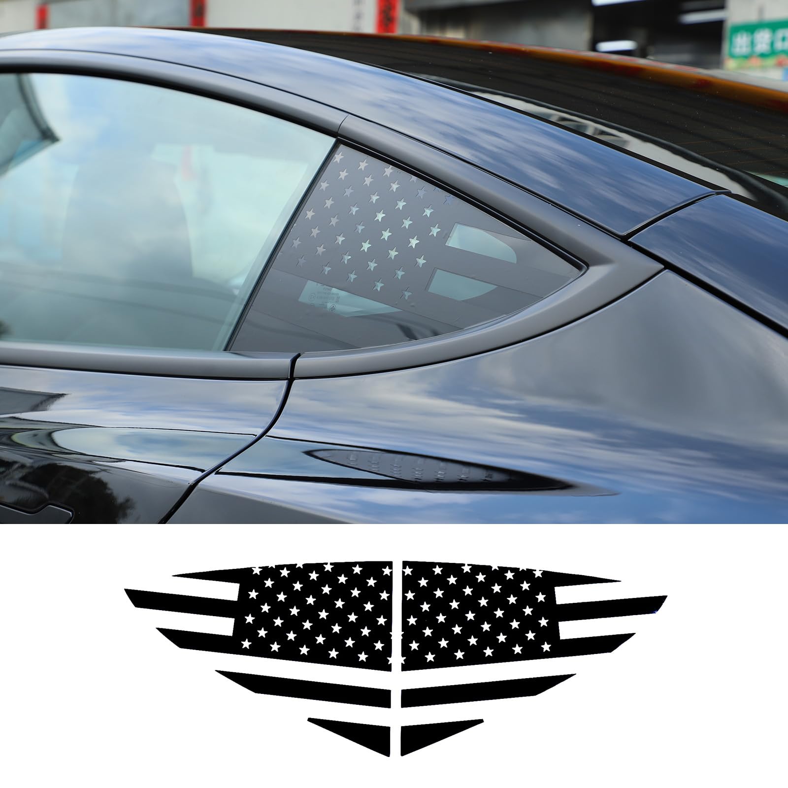 2024 Tesla Model 3 Highlander Rear Side Window American Flag Decal Sticker | USA Patriotic Vinyl Decal for Rear Triangle Window | Durable PVC Car Accessories for Tailgate & Side Windows | Perfect for Car Shows, Road Trips & 4th of July Celebrations