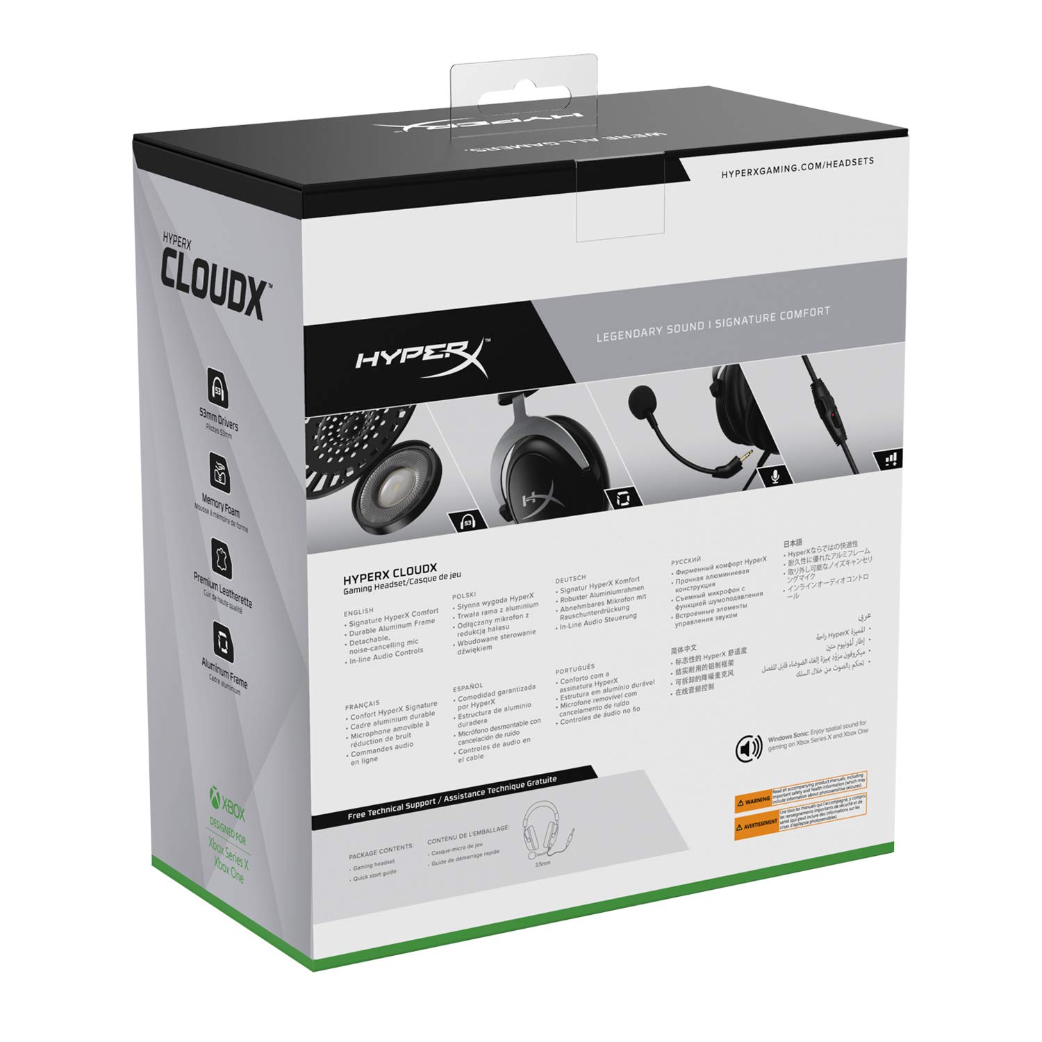 HyperX CloudX Official Xbox Licensed Gaming Headset - Compatible with Xbox One & Series X|S - Memory Foam Ear Cushions - Detachable Noise-Cancelling Mic - In-line Audio Controls - Black/Silver - Perfect for Competitive Gaming & Immersive Xbox Experience