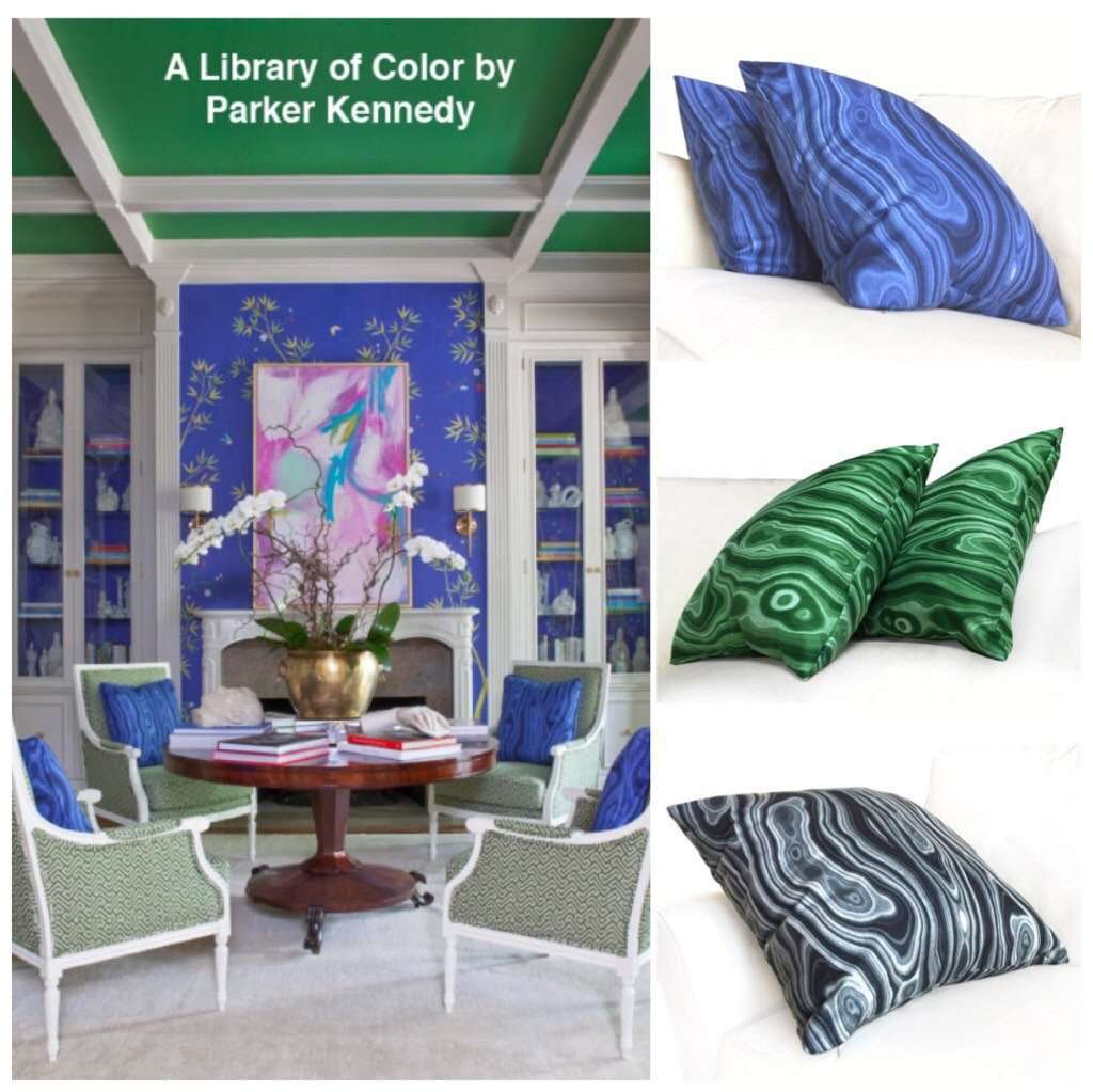 Robert Allen Ultramarine Blue Abstract Geology Pattern Decorative Throw Pillow Cover - Modern Home Decor for Living Room, Bedroom & Sofa