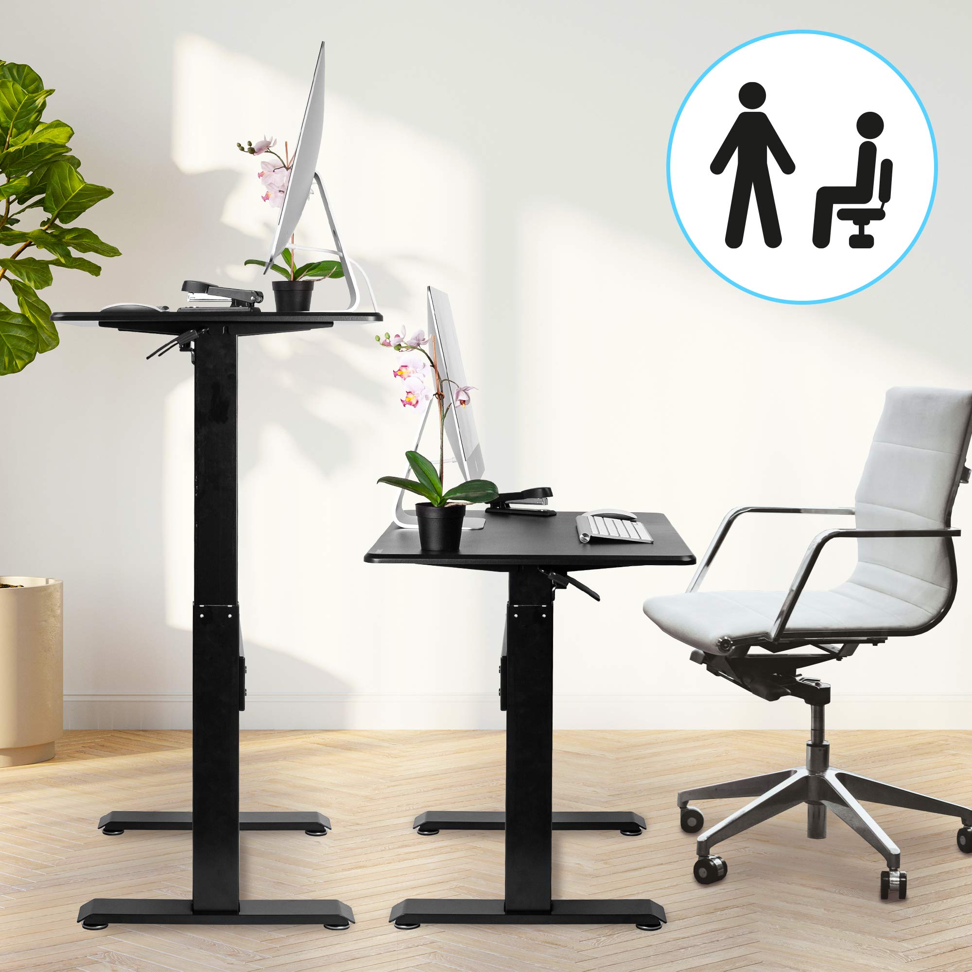 Duronic TM04F Adjustable Height Sit Stand Desk - 71x56cm Black Ergonomic Home Office Table with 10kg Capacity | Perfect for Adults & Kids | Ideal for Remote Work, Study & Gaming | Height Adjustable from 72-114cm