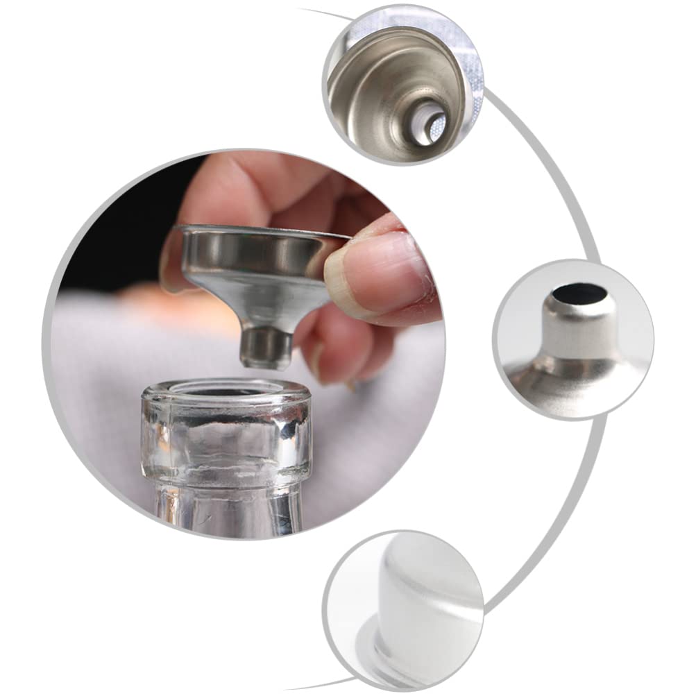 HEMOTON 10Pcs Stainless Steel Kitchen Funnel Set - Essential Oil Filling Bottles, Liquid Transfer, Dry Ingredients & Powder Strainer Filter - Durable Kitchen Utensils for Cooking, Baking & DIY Essential Oils
