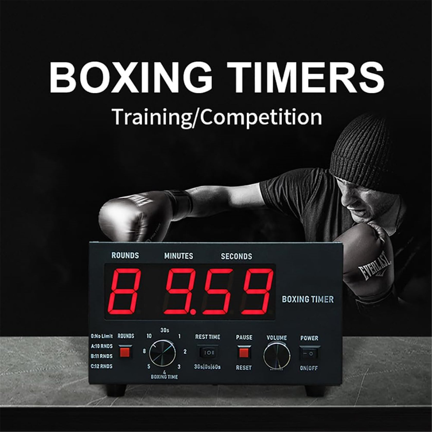 Interval Training Timer - Boxing & Gym Workout Timer with Buzzer & LED Display - Perfect for HIIT, Boxing, CrossFit, and Fitness Training