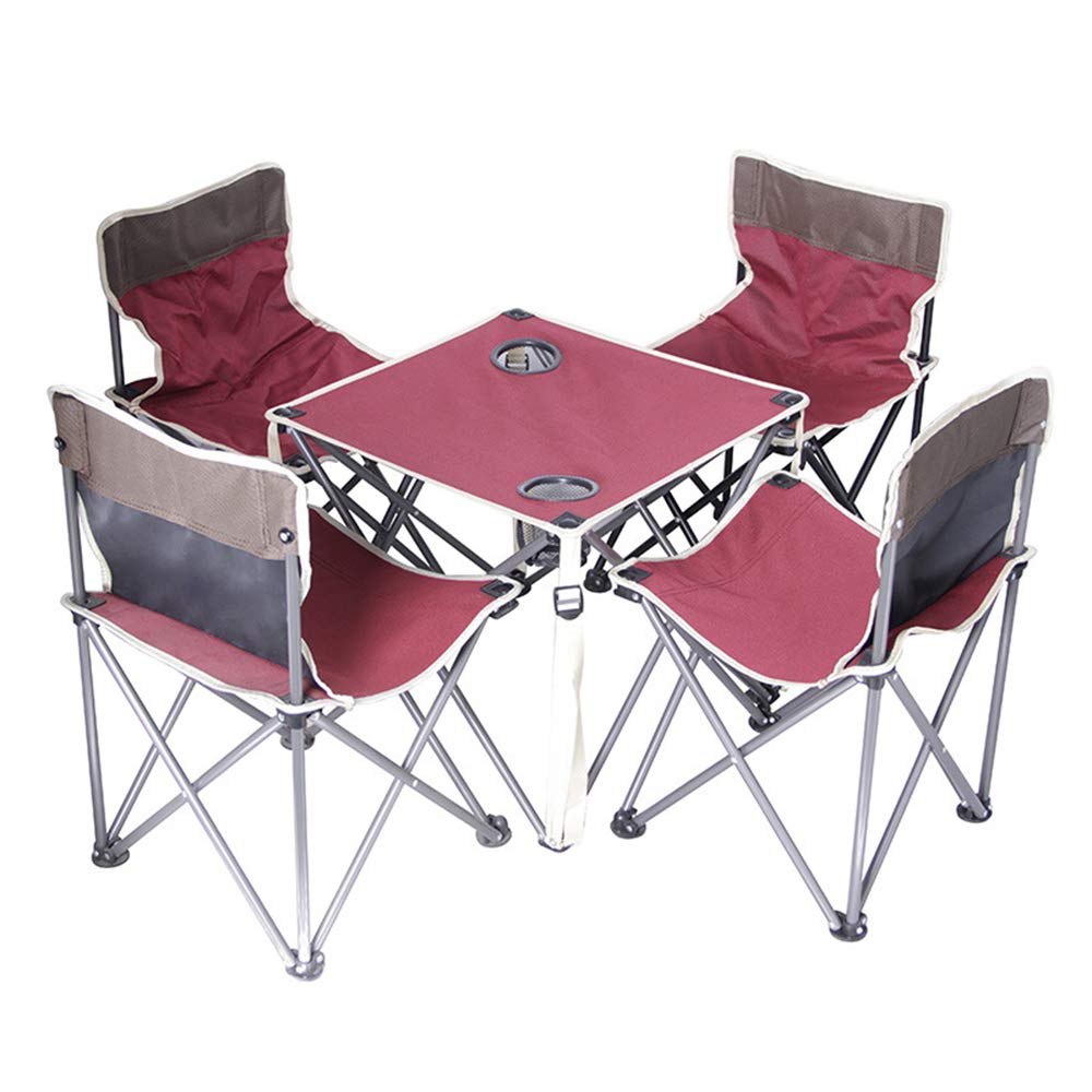 Portable Folding Table and 4 Chairs Set - Lightweight Camping Table with Foldable Stools for Outdoor, BBQ, Picnic, Beach, Garden & Tailgate Parties - Compact & Easy Carry Design for Camping Gear & Backyard Gatherings