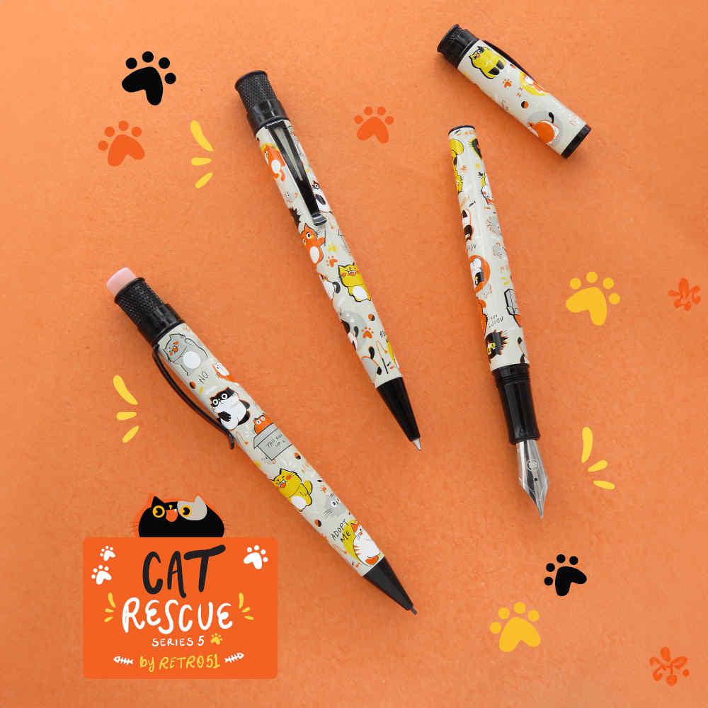 Retro 51 Tornado Rescue Cat #5 Ballpoint Pen - Premium Writing Gift for Office, School & Collectors - Smooth Ink Refillable Rollerball Pen for Everyday Use