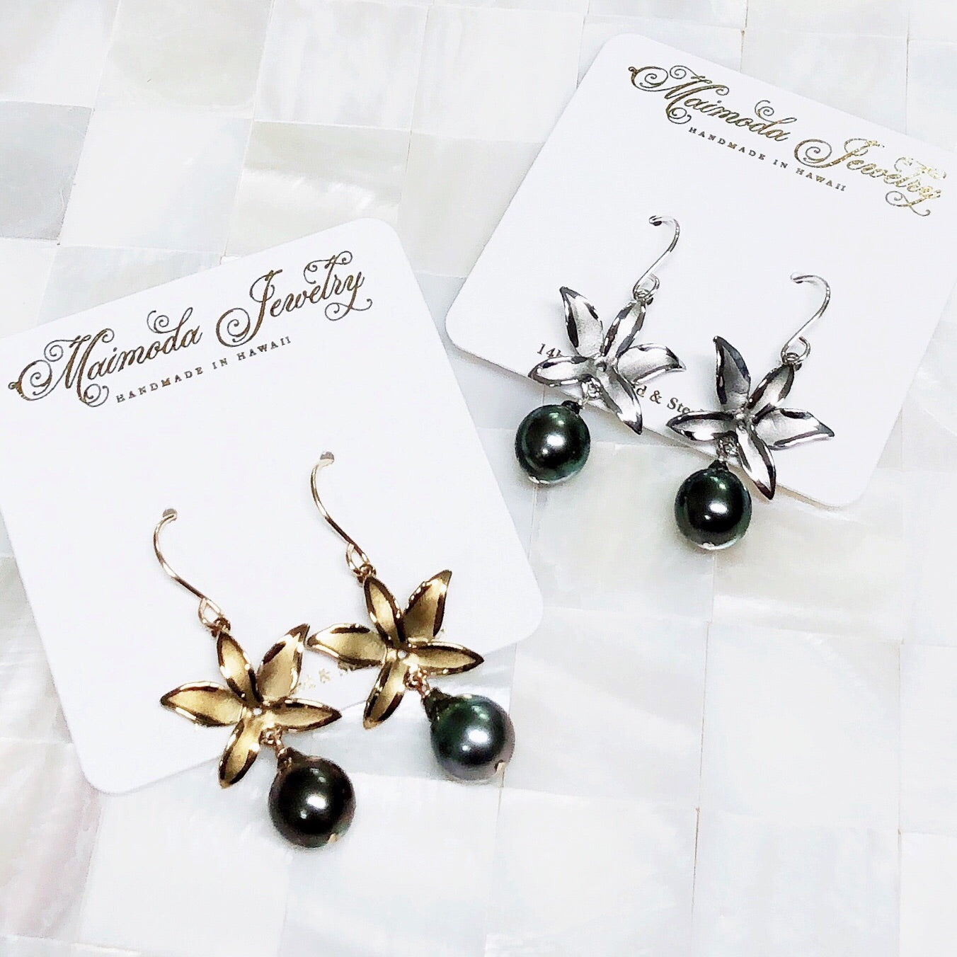 Exquisite 5-Petal Orchid Earrings with Tahitian Pearls (E514) - Elegant Jewelry for Weddings, Parties & Special Occasions