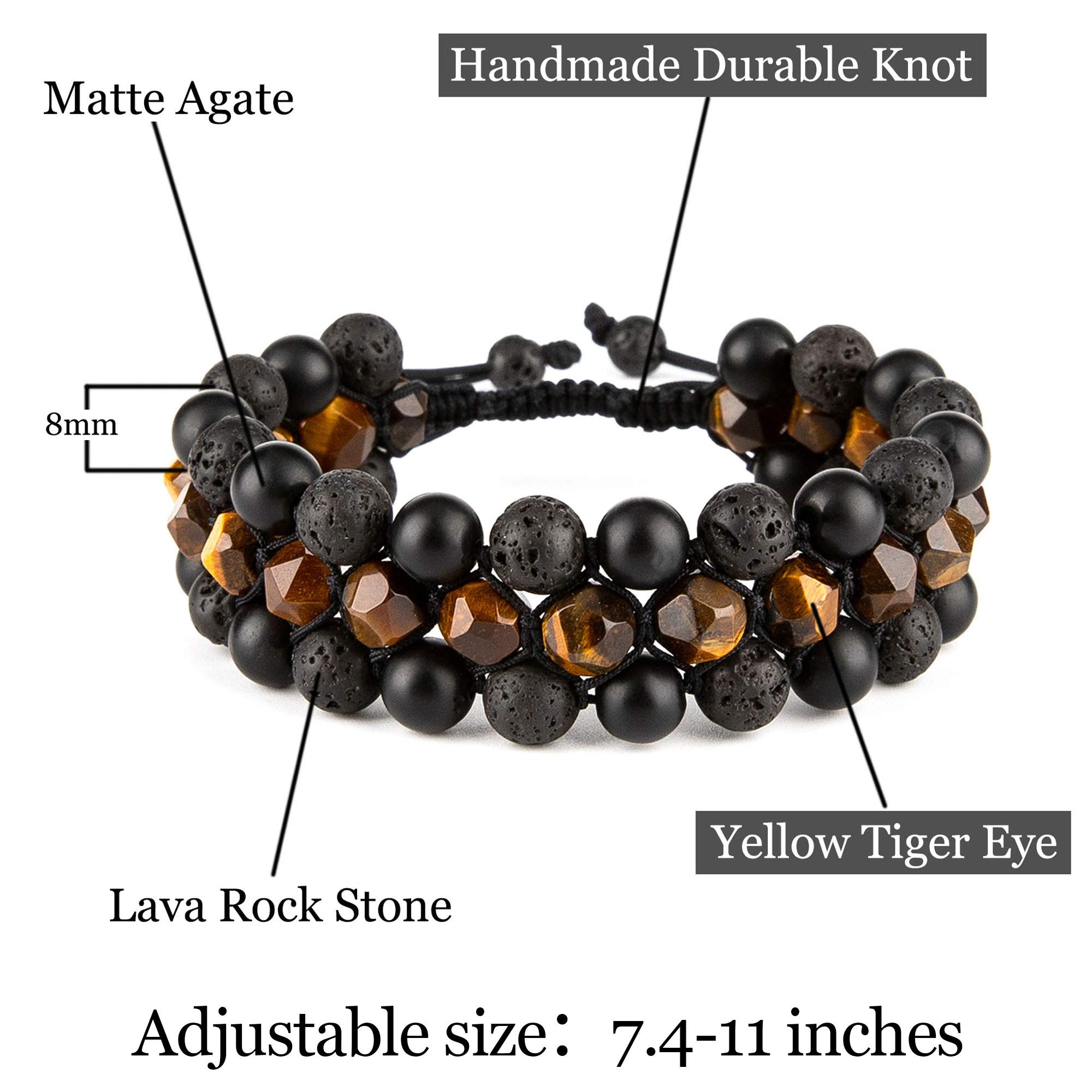 8mm Natural Lava Rock Stone Bracelet for Men - Healing Crystal Essential Oil Diffuser Beads, Chakra Balancing Yoga Meditation Jewelry - Anxiety Relief Gemstone Bracelet for Men's Wellness & Spiritual Practice