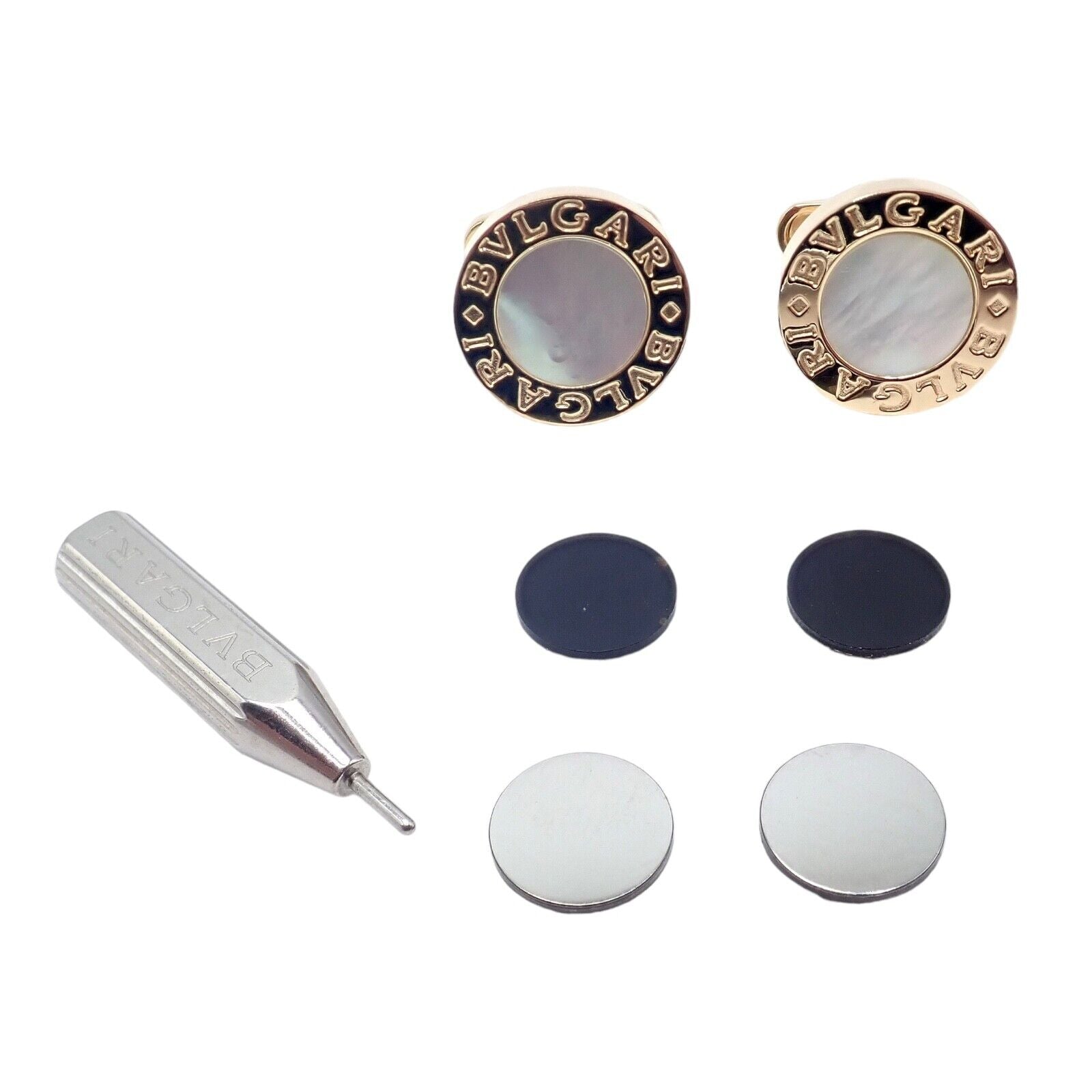 Authentic Bvlgari 18k Yellow Gold Multicenter Cufflink Set - Luxury Men's Jewelry for Formal Events & Business Attire