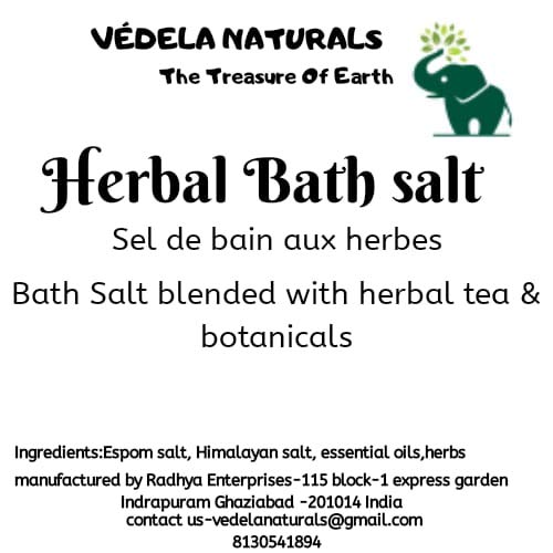 VÉDELA Naturals Chamomile Bath Salt with Herbs, Sea Salt & Pink Salt - Epsom Bath Soak for Relaxation & Stress Relief - 300g for Women - Perfect for Spa Nights, Self-Care & Gift Giving
