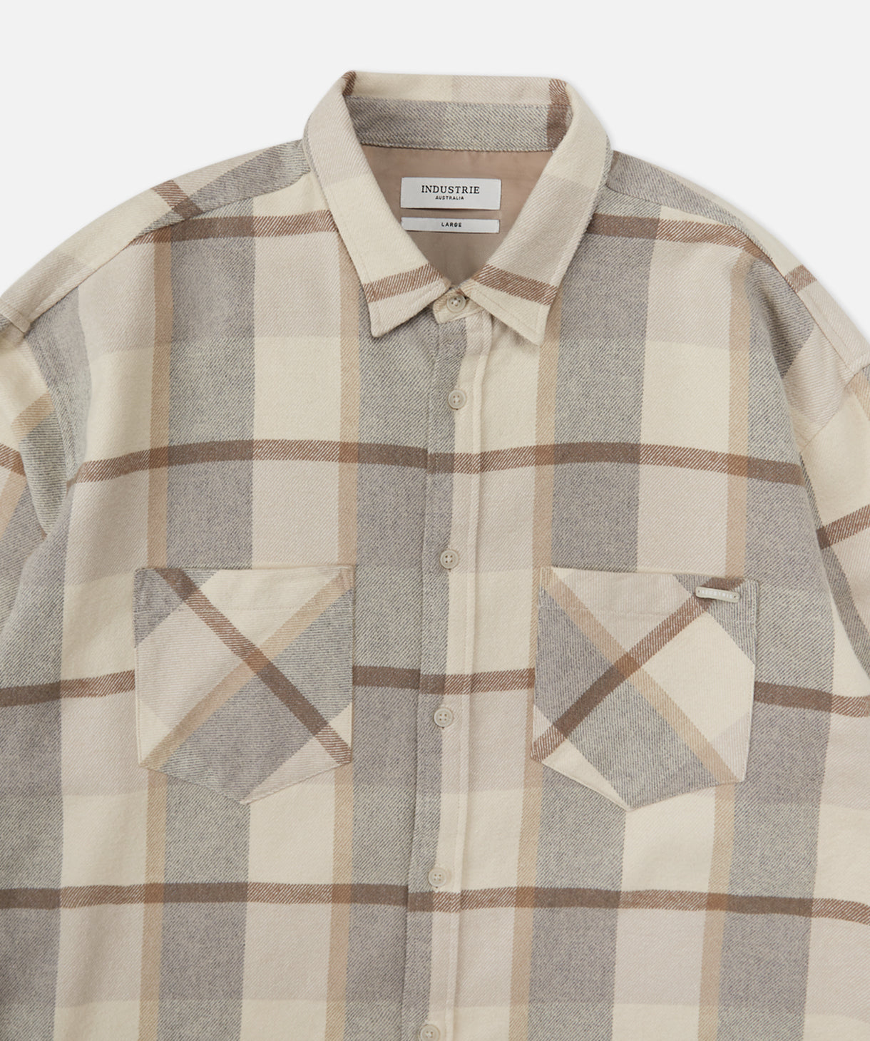Hillside Long Sleeve Shirt for Men - Beige Charcoal Casual Button Down Shirt - Perfect for Office, Business Casual & Outdoor Activities
