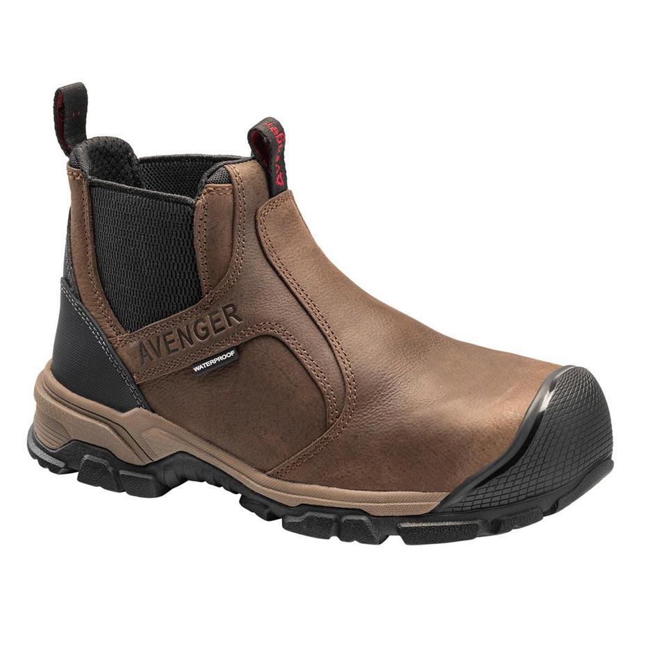 Ripsaw Puncture Resistant Alloy Toe Chelsea Work Boots for Men - Brown Leather Safety Shoes for Construction & Warehouse Work