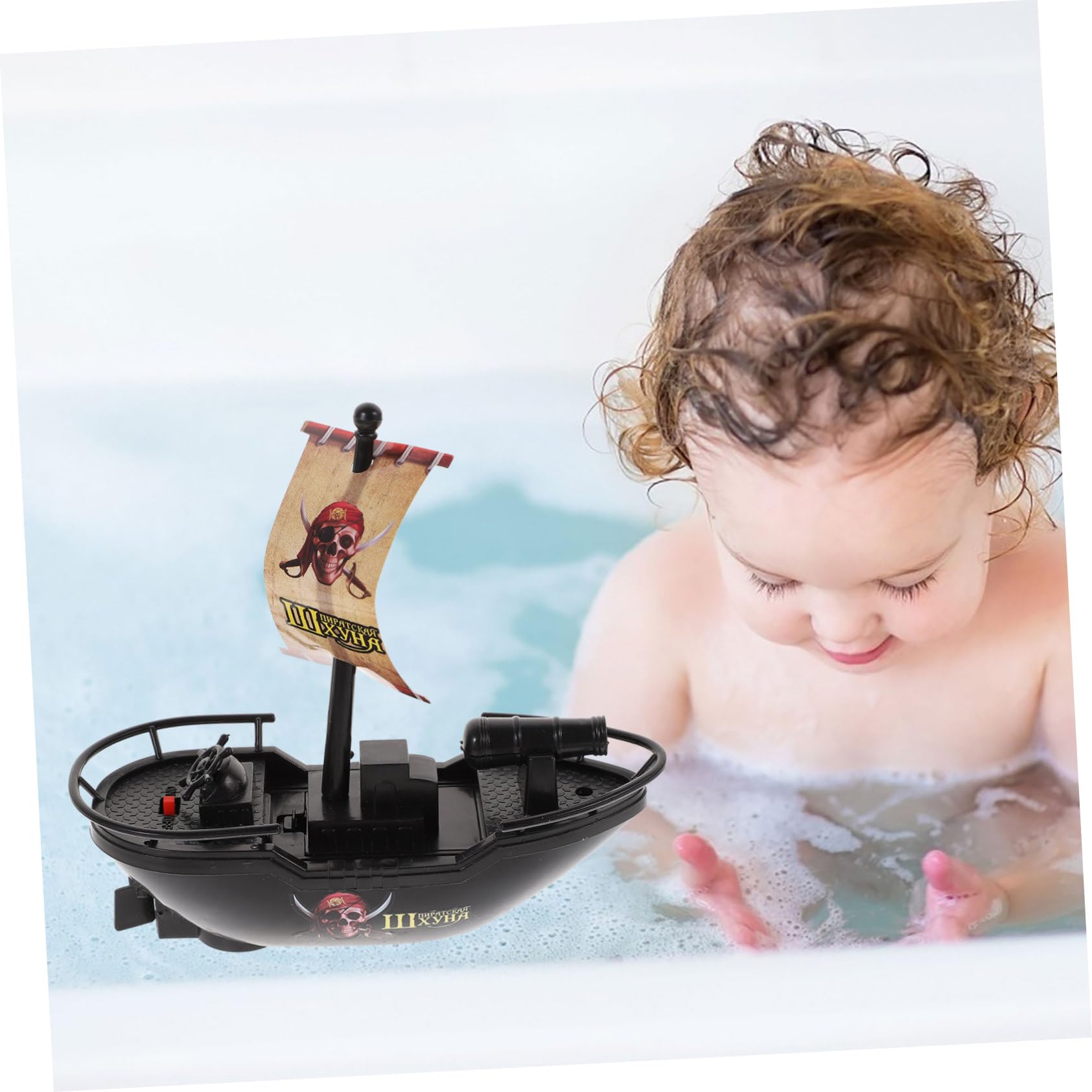 UPKOCH 8 Pack Electric Pirate Ship Toy Boats for Kids - Water Play, Pool & Beach Toys with Colorful LED Lights (AA Battery Powered) - Perfect for Outdoor Play, Birthday Gifts & Bathtime Fun