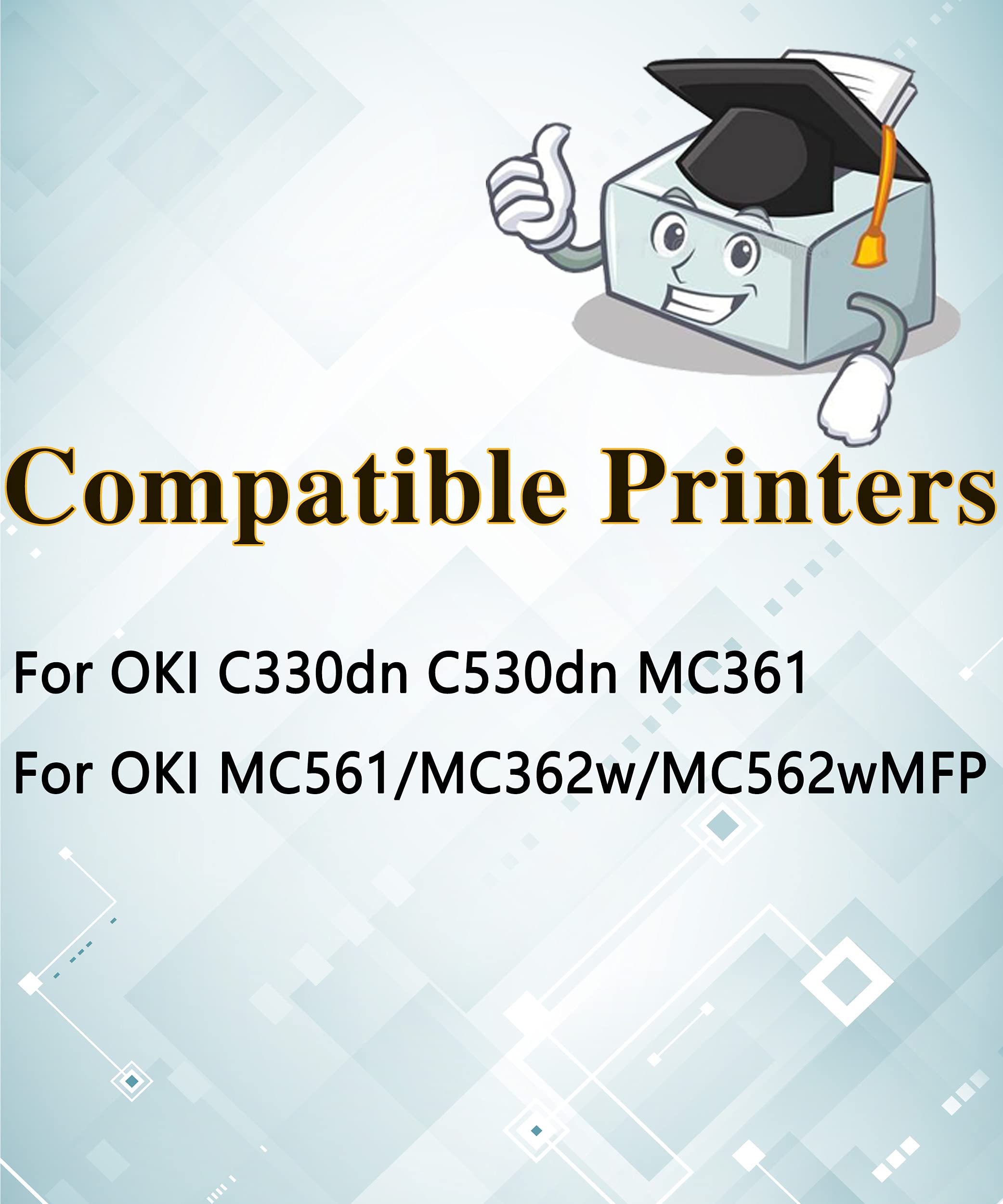 MM MUCH & MORE 5-Pack Toner Cartridge for OKI C330DN/C530DN Printers - Home & Office Use