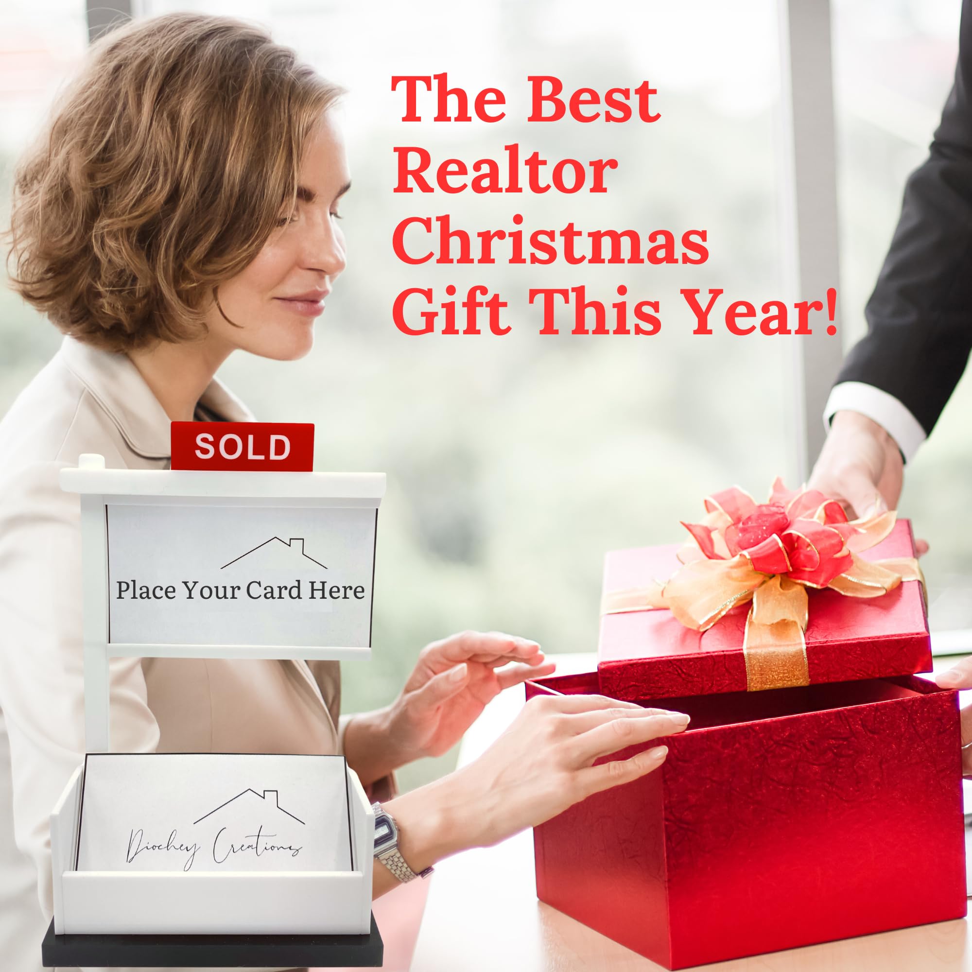 Premium Real Estate Business Card Holder - Elegant Gift for Realtors & Agents | Professional 3.5x2 inch Card Display for Open Houses & Client Meetings | Perfect for Networking, Office Desk & Real Estate Events