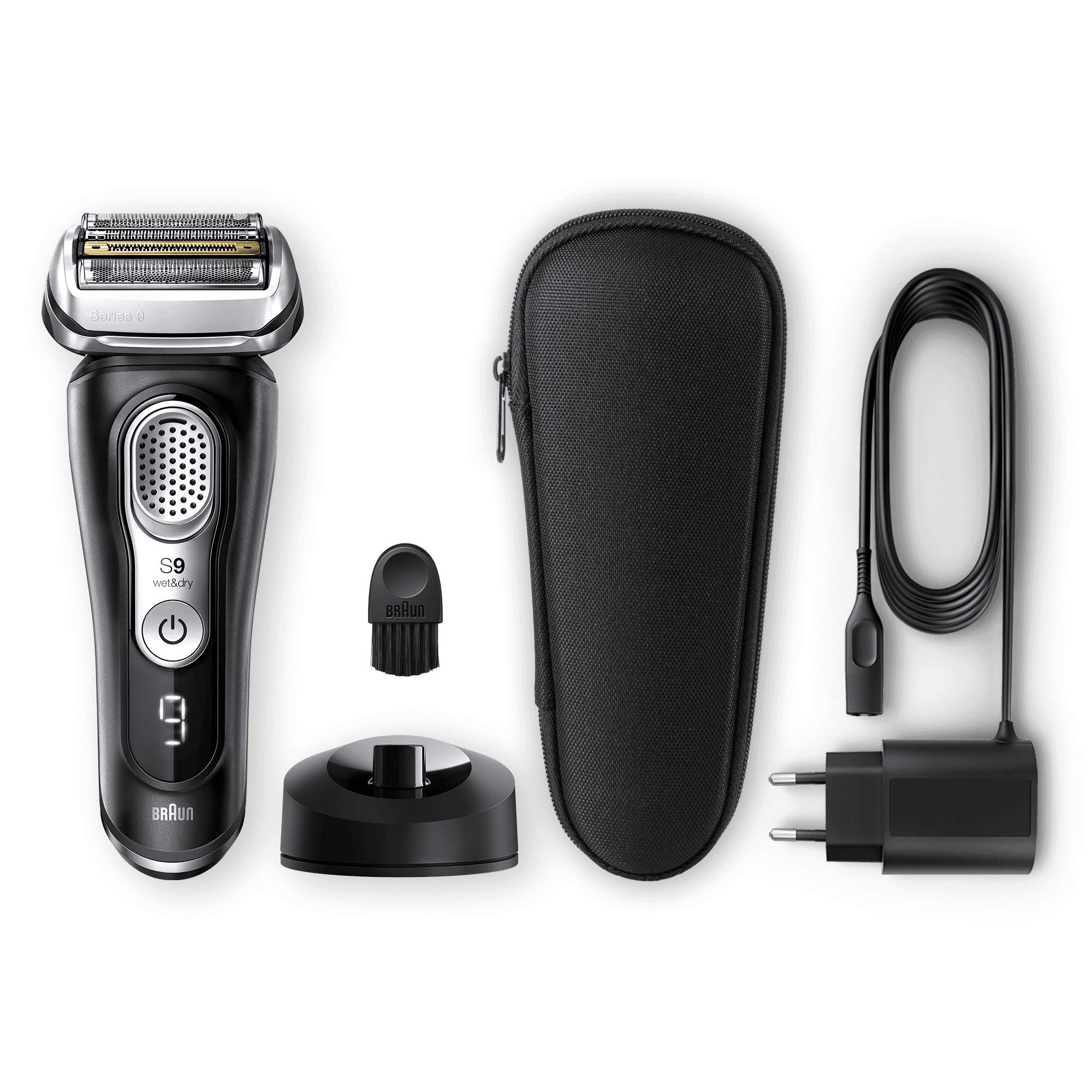 Braun Series 9 Electric Shaver for Men with Precision Trimmer - Wet & Dry Waterproof Shaver with Charging Stand & Travel Case - UK 2 Pin Plug (Model 9340s, Black) - Perfect for Travel, Home & Office Use