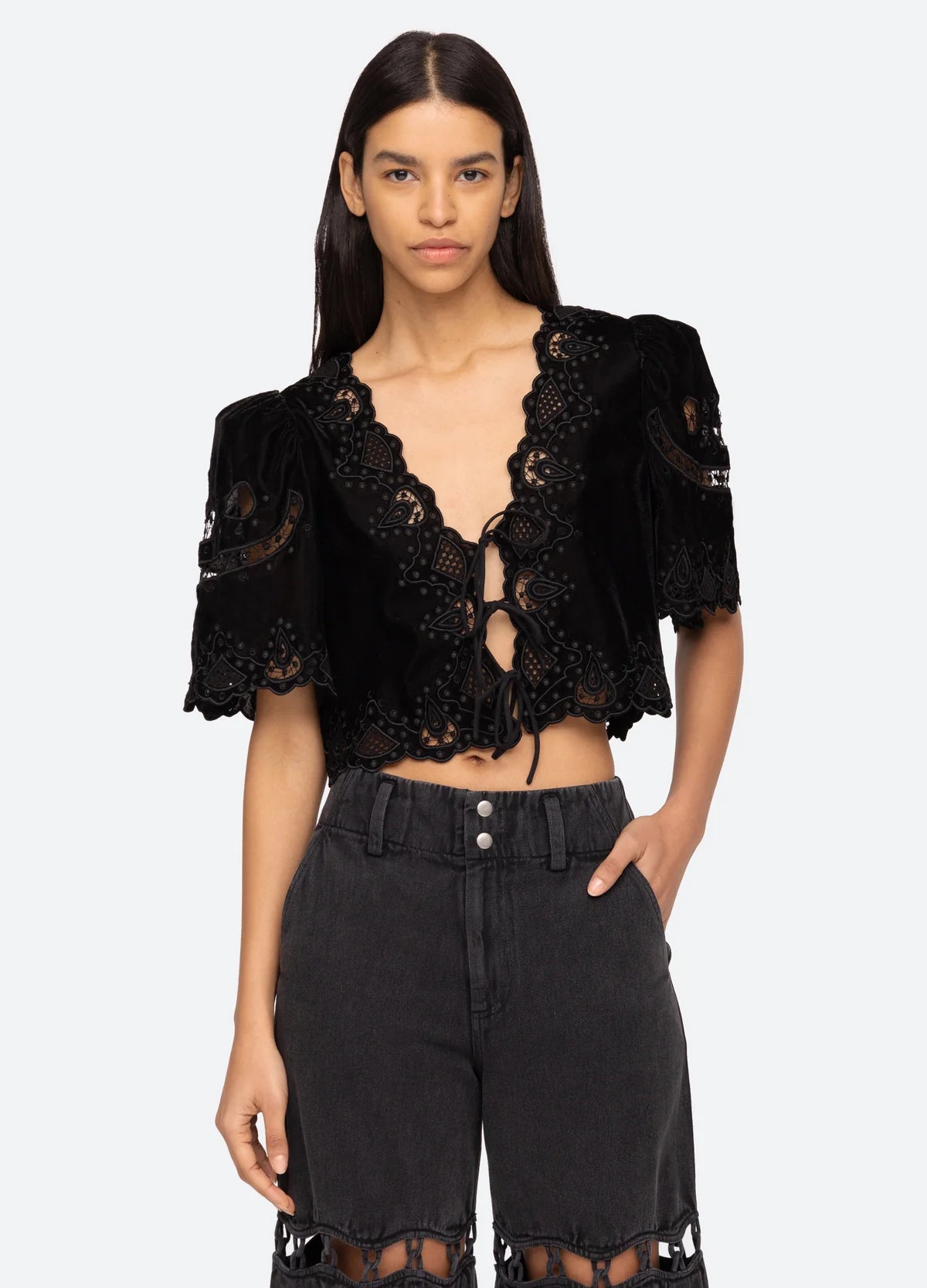 Eliana Tie Top Black - Stylish Women's Blouse for Casual & Office Wear