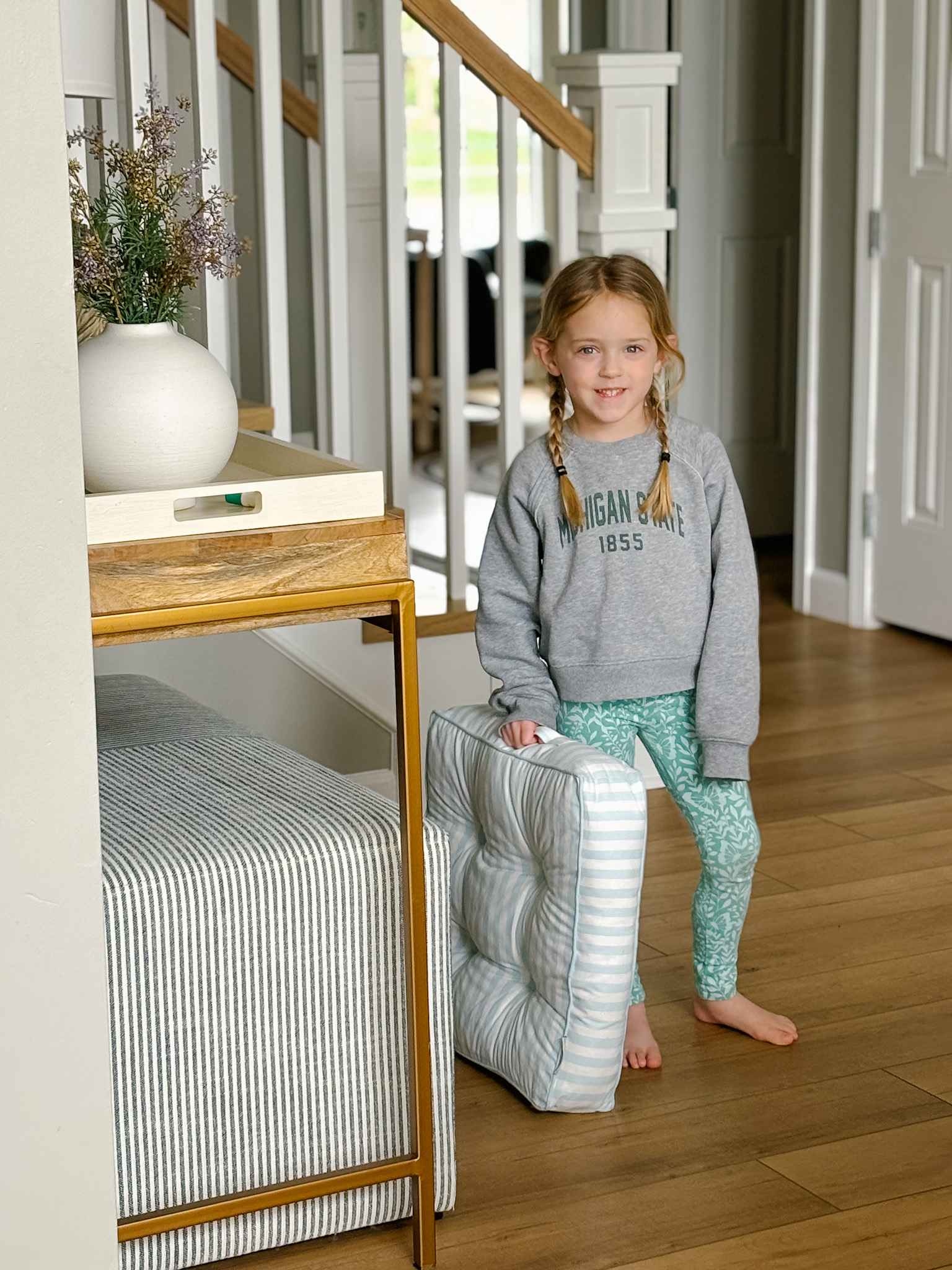 Kids Prayer Kneeler - Sky Blue Stripe Design for Comfortable Worship | Perfect for Church, Home & Sunday School Devotions