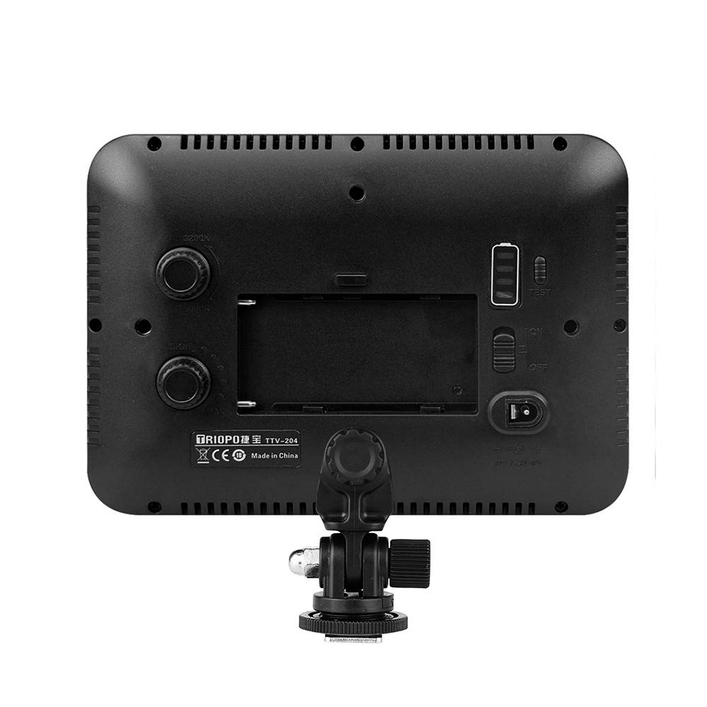 Tickas TTV-204 Professional LED Camera Video Light Panel - 3200K~5500K Adjustable Color Temperature & Brightness - Dimmable Continuous Lighting for DSLR Cameras, Camcorders, YouTube Videos & Studio Photography