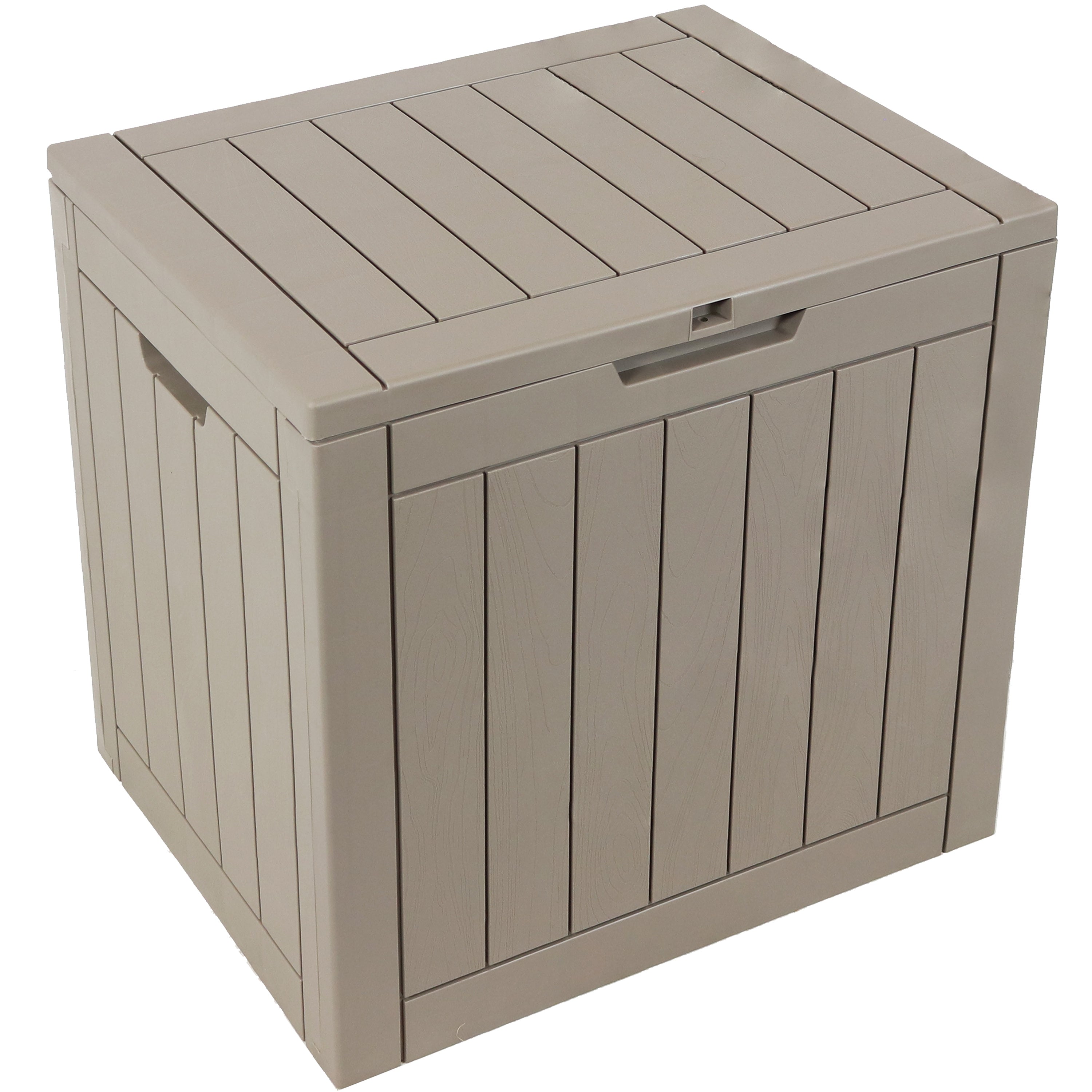 Sunnydaze 32 Gallon Small Deck Storage Box with Lockable Lid - Outdoor Patio Furniture Organizer for Cushions, Pillows, and Garden Tools