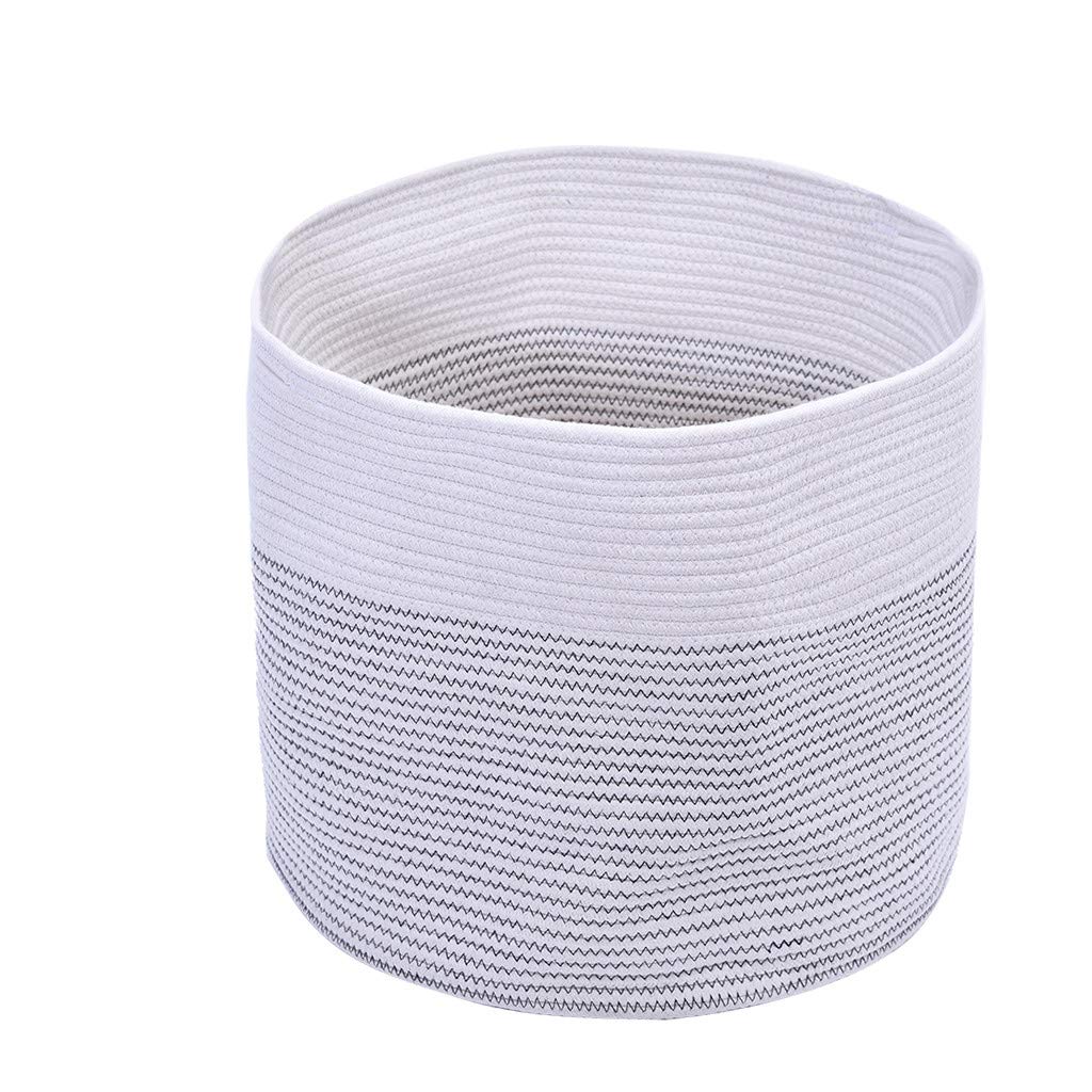 Cotton Storage Basket for Blankets, Toys & Home Organization - Woven Thread Basket for Living Room, Nursery & Bedroom Decor (Ships from USA)