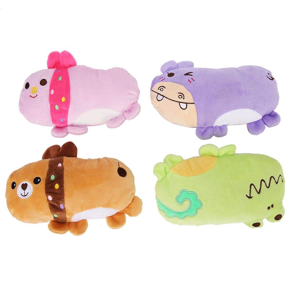 Zerodis 4PCS Squeaky Plush Dog Toys for Small & Medium Dogs - Interactive Chewing Biting Puppy Toys with Sound for Teeth Cleaning & Training - Perfect for Indoor Play, Outdoor Fetch & Anxiety Relief