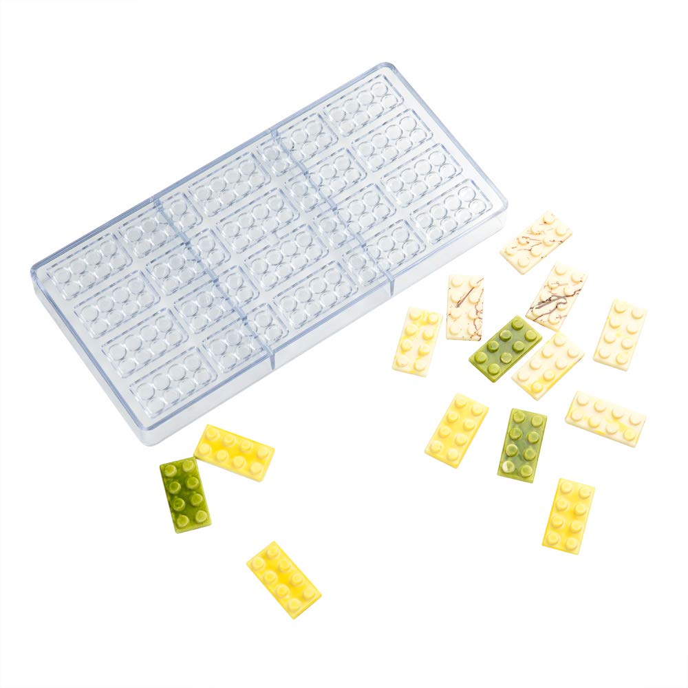 Restaurantware Pastry Tek 10.8 x 5.3 Inch Candy Molds - 10 Pack Clear Polycarbonate Jello Building Block Molds with 20 Cavities | Freezer & Dishwasher Safe, Easy Release | Perfect for Baking, Candy Making, DIY Desserts & Party Treats