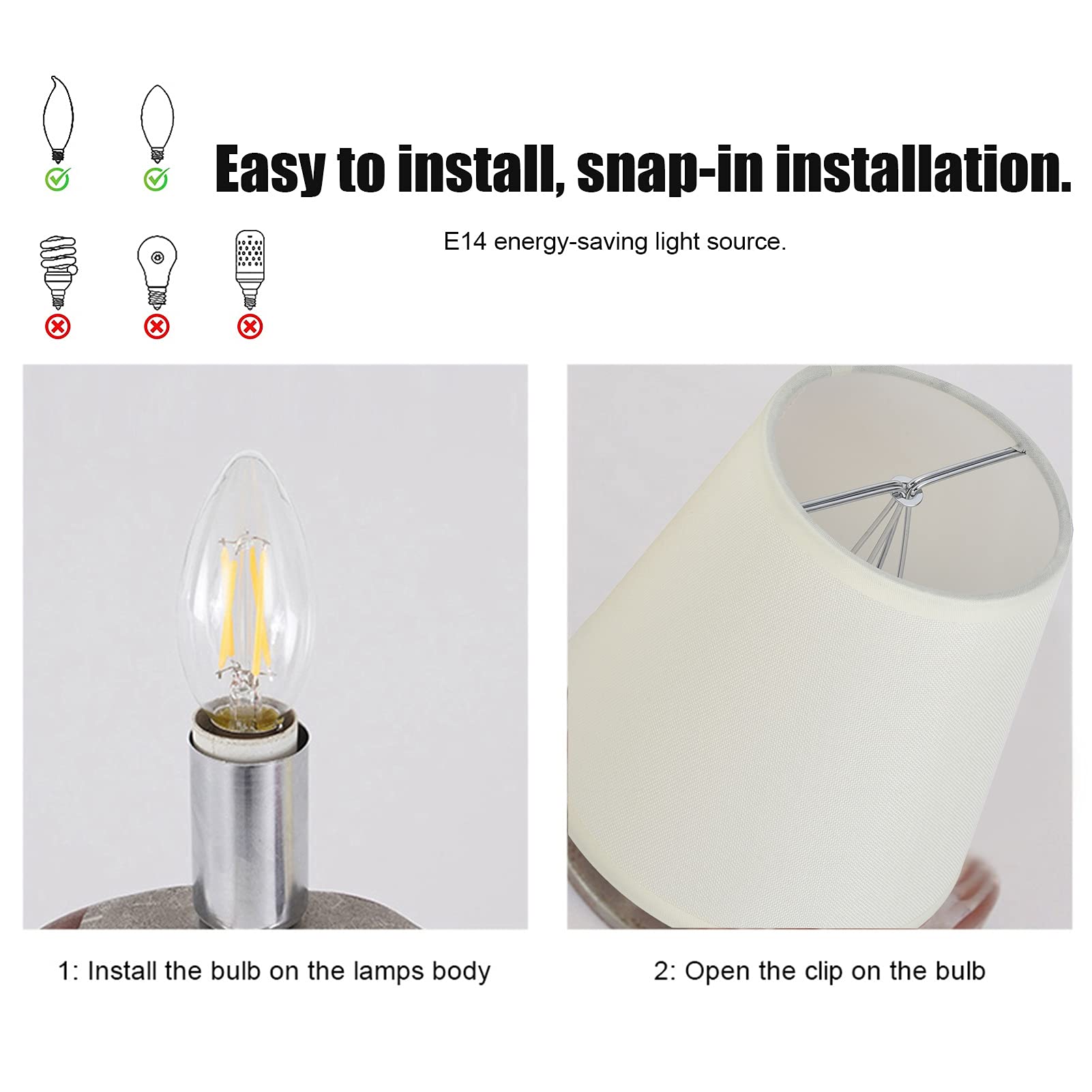 Alvinlite 2-Pack Fabric Drum Lamp Shades - Clip-On Table & Wall Light Covers for Bulbs & Candles (Yellow) - Perfect for Bedroom, Living Room, and Office Lighting Decor