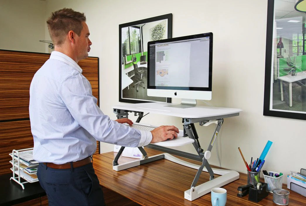 Adjustable Height White Desk Riser - 680mm Wide x 590mm Deep (26.8