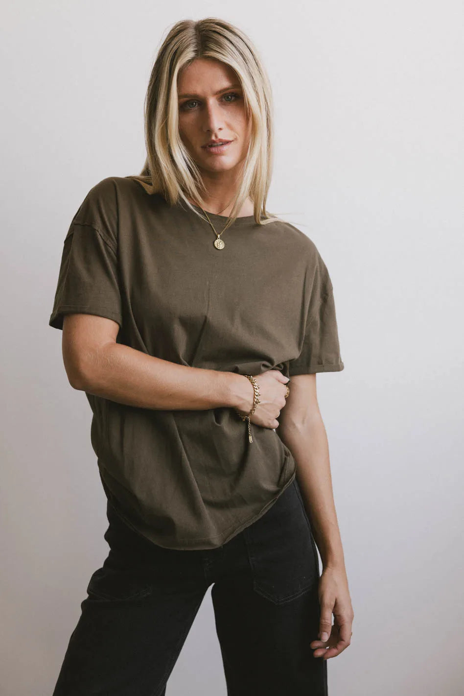 Gunner Basic Tee in Dark Olive - Soft Cotton Crewneck T-Shirt for Men | Casual Everyday Wear, Layering & Street Style Outfits | FINAL SALE