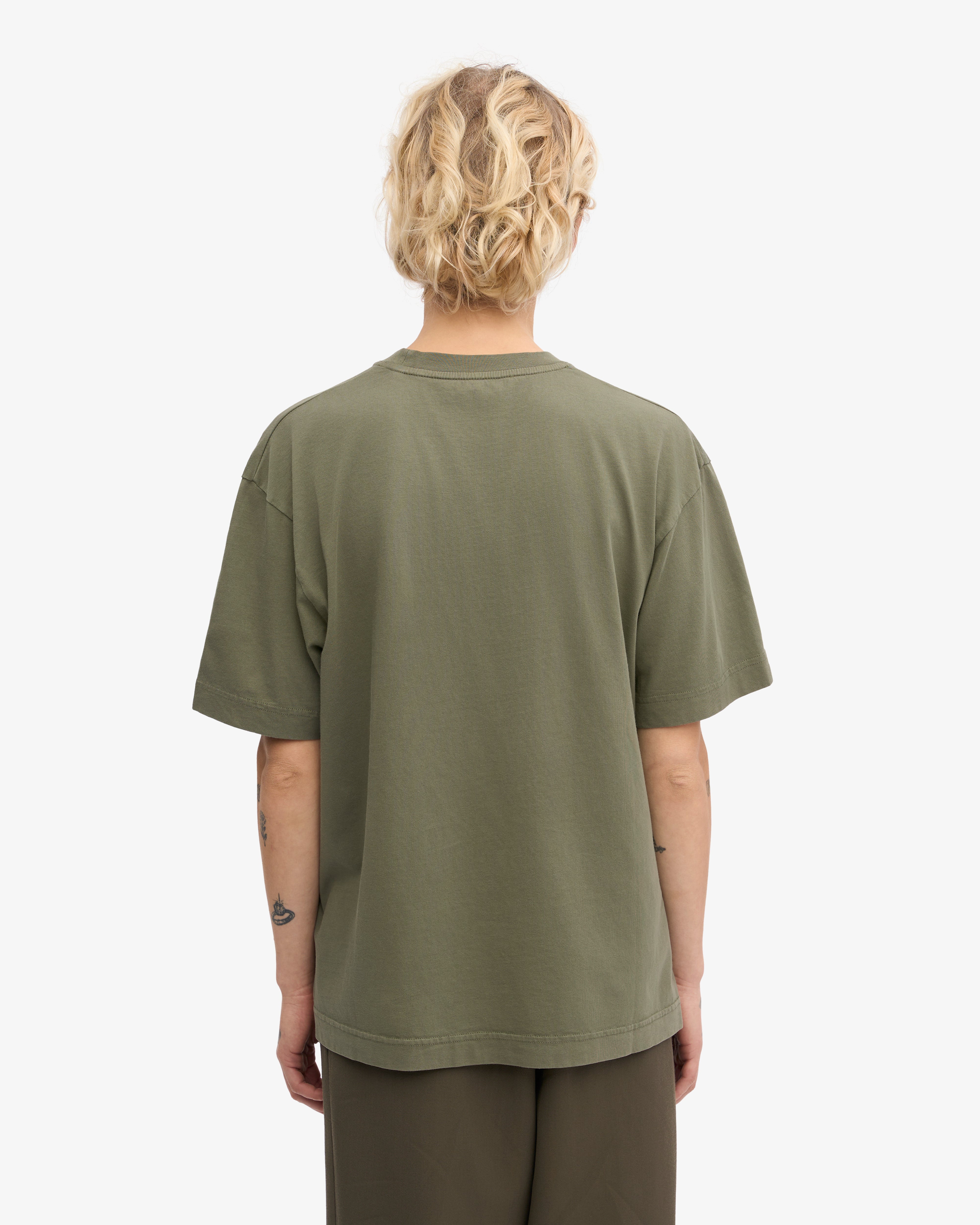 Oversized Organic Cotton T-Shirt for Women - Soft & Comfortable Dusty Olive Green Tee - Perfect for Casual Wear, Lounge, and Everyday Outfits