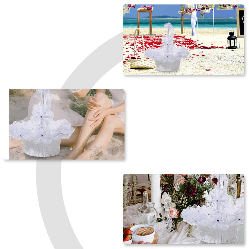 Elegant Flower Girl Basket - Delicate Wedding Flower Holder for Bridesmaids, Flower Girls | Portable Handheld Basket for Wedding Decorations, Ceremony & Reception | Perfect for Outdoor Weddings, Photo Shoots & Special Events