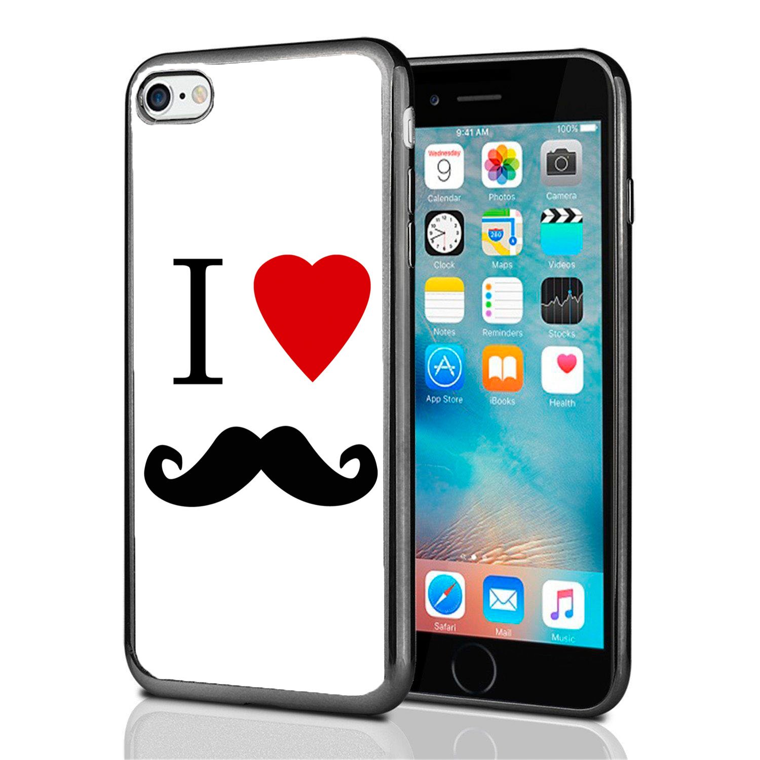 Atomic Market Mustache iPhone 7 & 8 Case - Funny I Heart Love Design Protective Cover for iPhone 7 (2016) & iPhone 8 (2017) - Perfect Gift for Valentine's Day & Couples