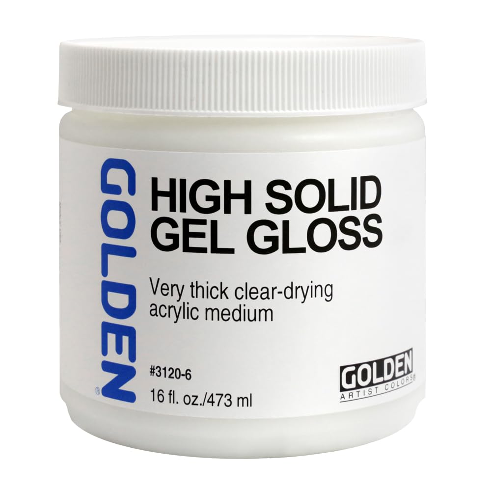 GOLDEN High Solid Gel Gloss - 16 fl. oz. Professional Acrylic Gel Medium for Artists - Transparent Glossy Finish for Canvas, Wood & Mixed Media Art