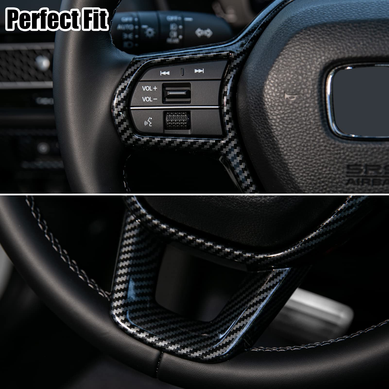 CKE Carbon Fiber Style Car Center Console Cover & Dashboard Trim Frame Compatible with Honda Civic 2022-2025, Accord, CRV, HRV 2023-2025 - Interior Accessories for Car Protection & Style Upgrade