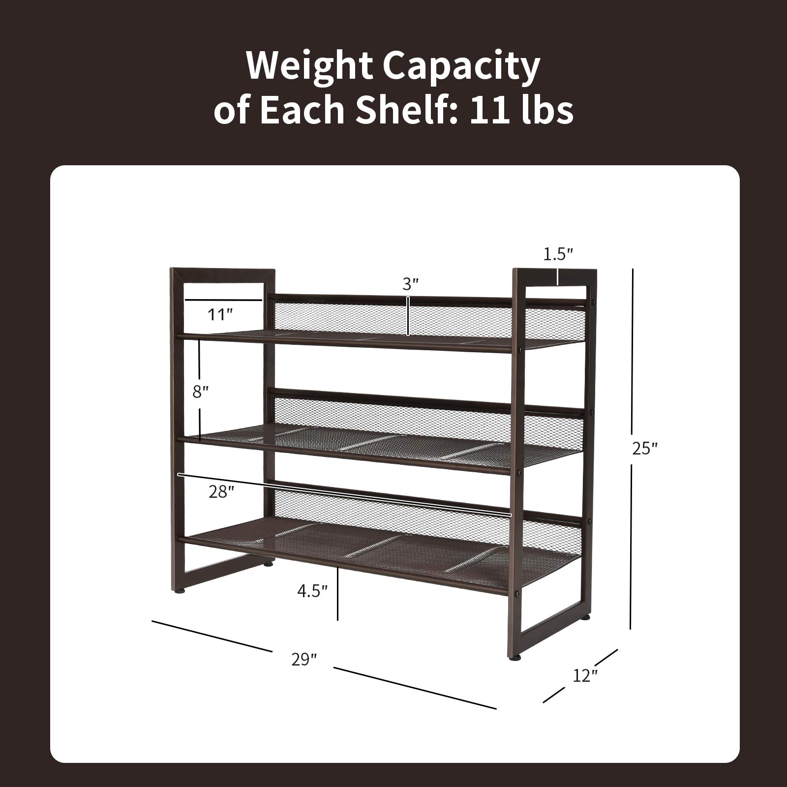 Giantex 3-Tier Metal Shoe Rack Organizer - Adjustable Angled/Flat Mesh Shelves Holds 9-12 Pairs - Freestanding Shoe Storage for Entryway, Closet, Bedroom & Hallway - Space Saving Shoe Organizer for Small Apartments & Dorm Rooms