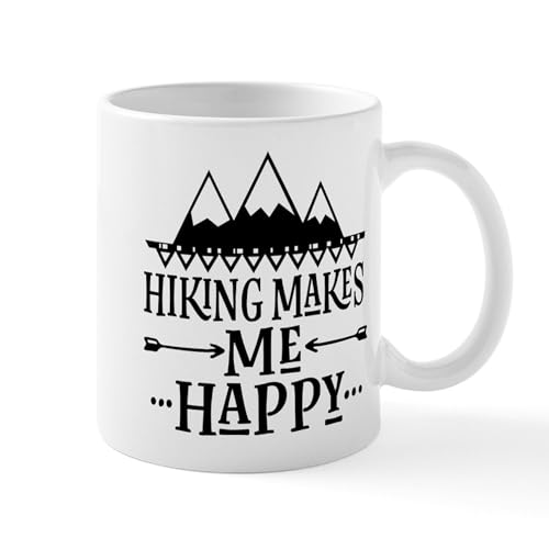 White - Hiking Makes Me Happy Mugs