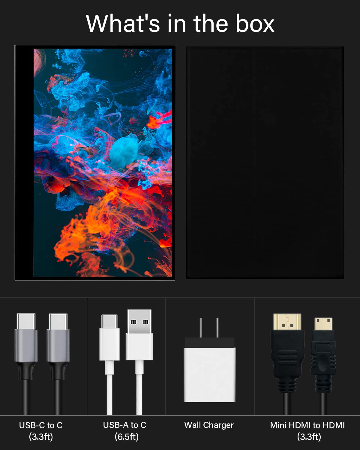 14-inch Portable Monitor Full HD 1920x1080 IPS Screen with HDMI - Ultra Slim USB-C External Display for Laptop, Phone, Xbox, PS5, Switch - Dual Built-in Speakers for Gaming, Work & Travel (Black)