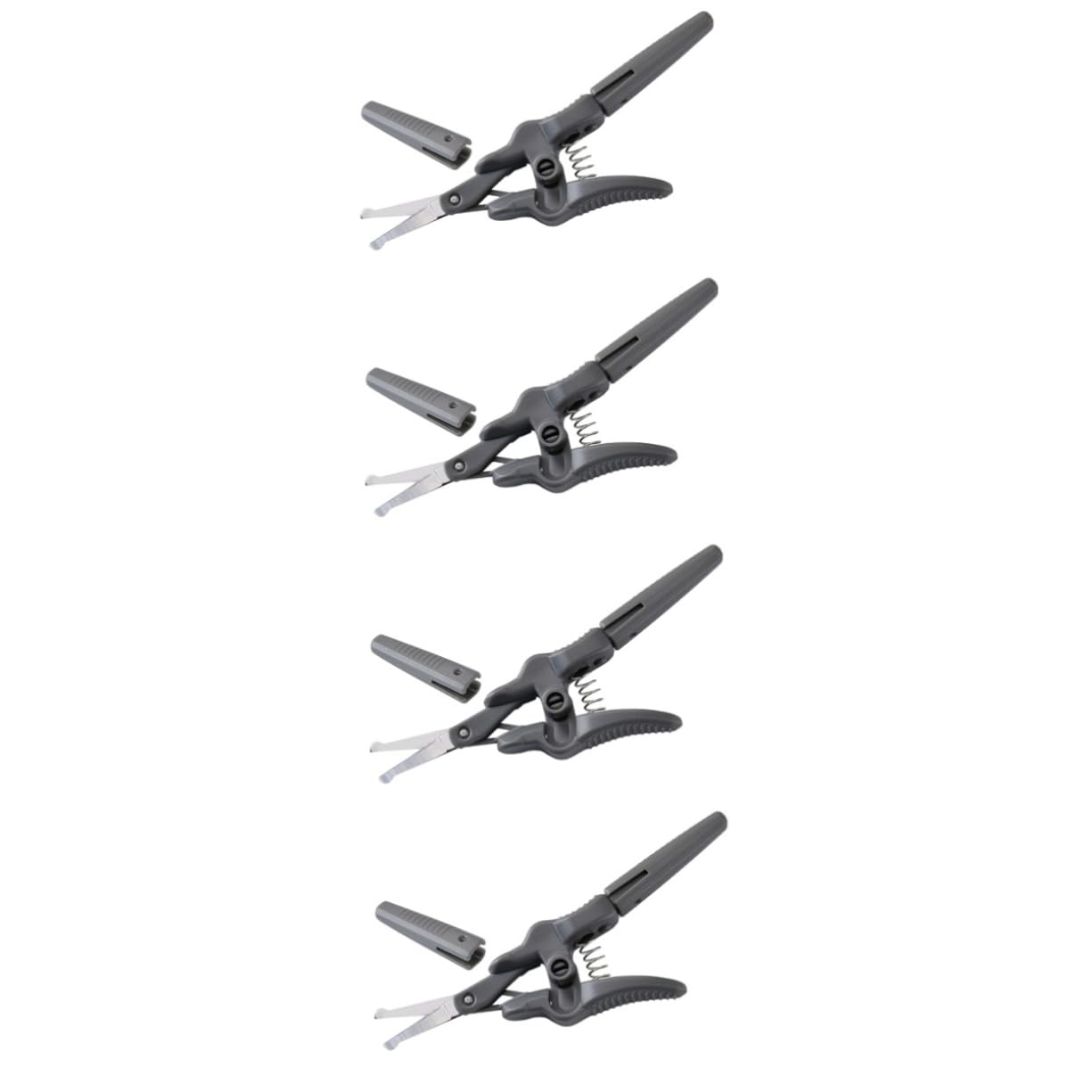 NOLITOY 4-Piece Beard & Eyelash Scissors Set - Professional Grooming Shears for Men, Nose Hair Trimmer, Small Hair & Wig Cutting Scissors - Durable Plastic Grey (Perfect for Home & Salon Grooming)