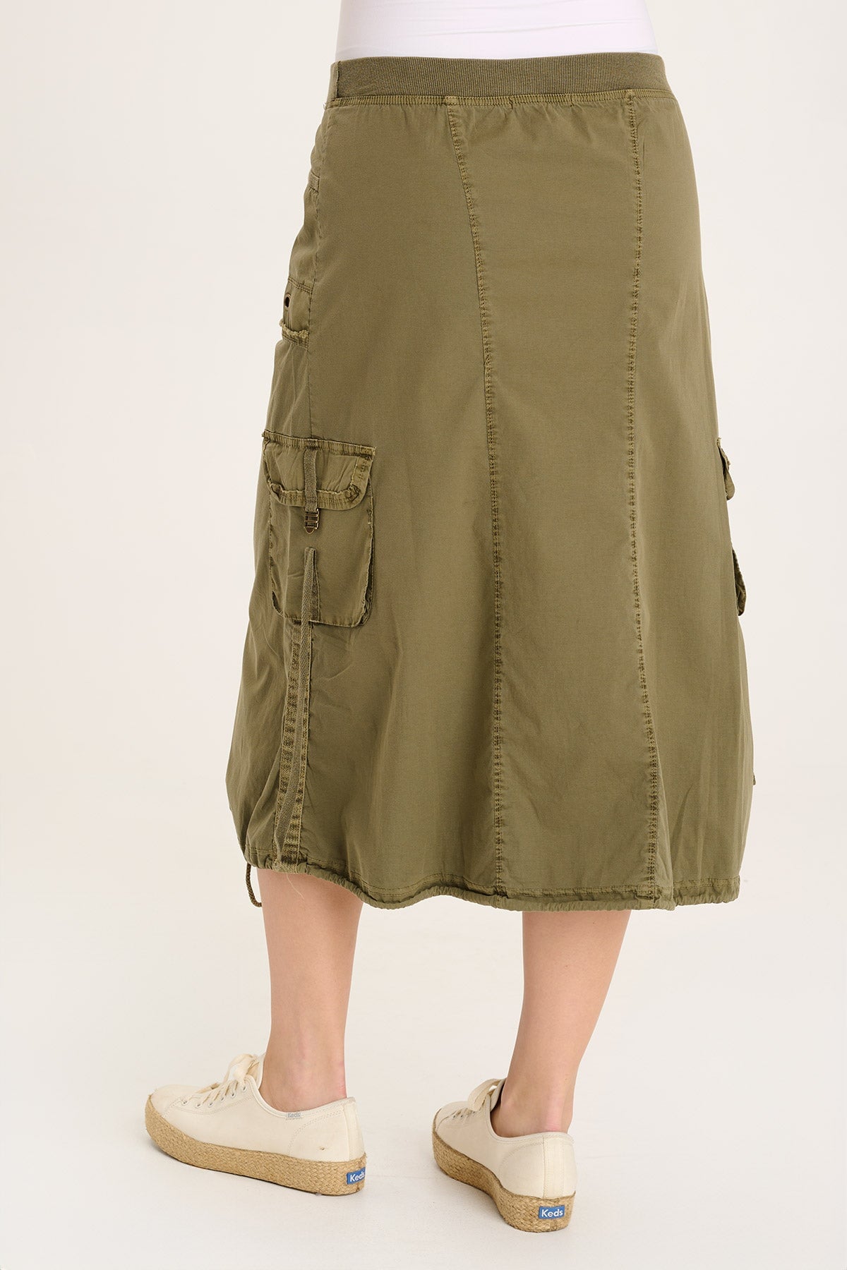 Castalina Poplin Cargo Midi Skirt for Women - Stylish Utility Skirt with Pockets, Comfortable Casual Wear for Outdoor, Travel & Everyday Use