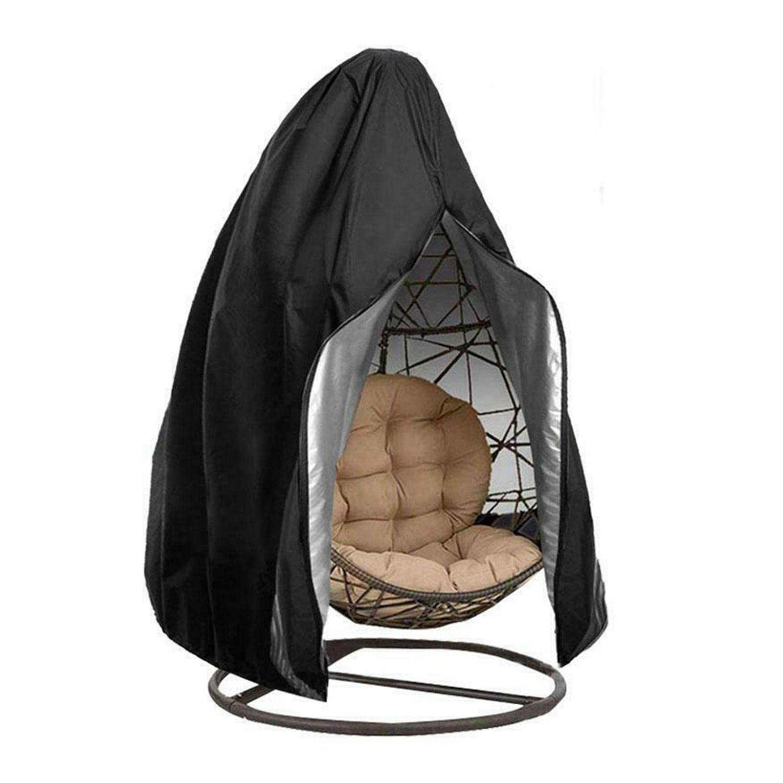**Faddare Waterproof Patio Hanging Egg Chair Cover - Outdoor Swing Chair Cover with Storage Bag, Fits Most Single Egg Chairs - Perfect for Garden, Balcony & Backyard (Black)**