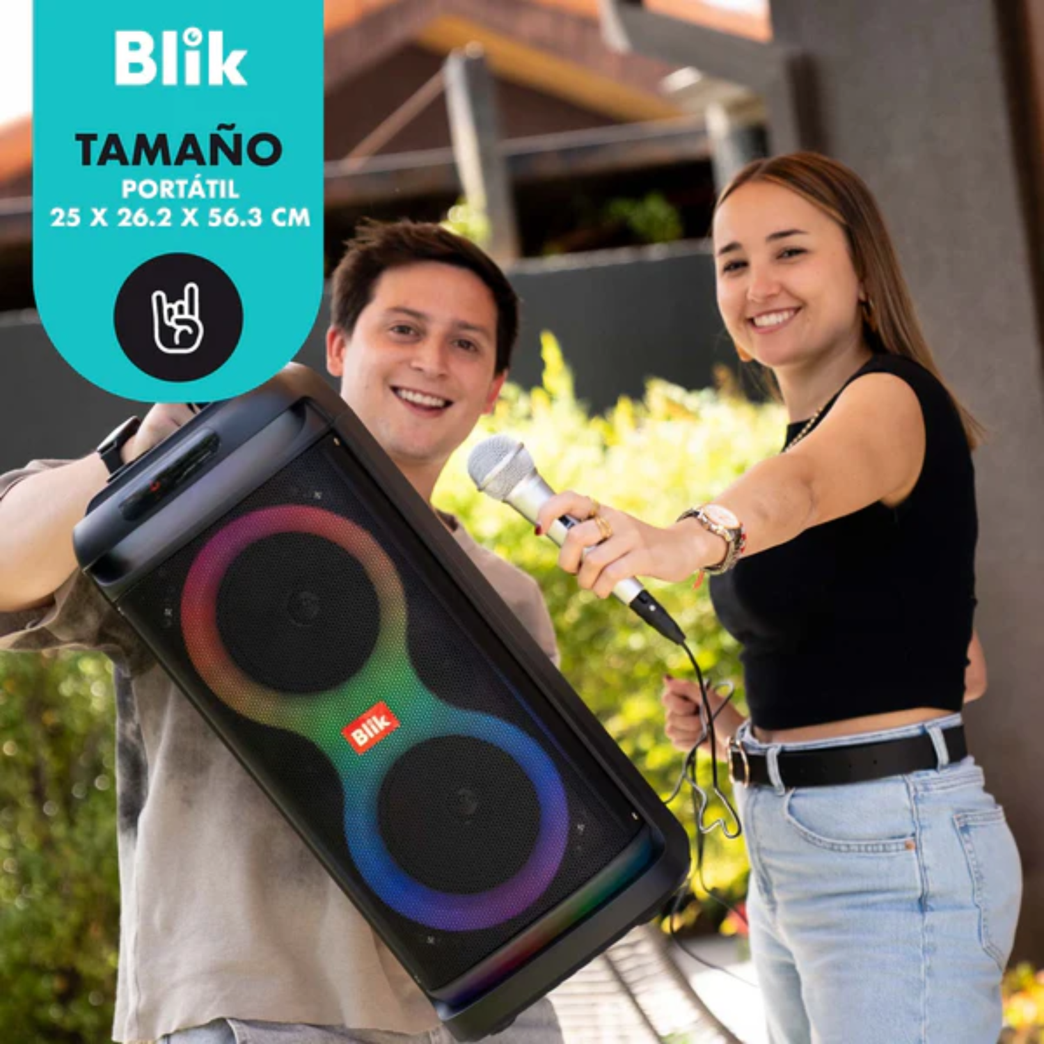 Blik Lightmax6 Portable Karaoke Speaker with LED Lights - Perfect for Parties, Singing at Home, and Outdoor Gatherings