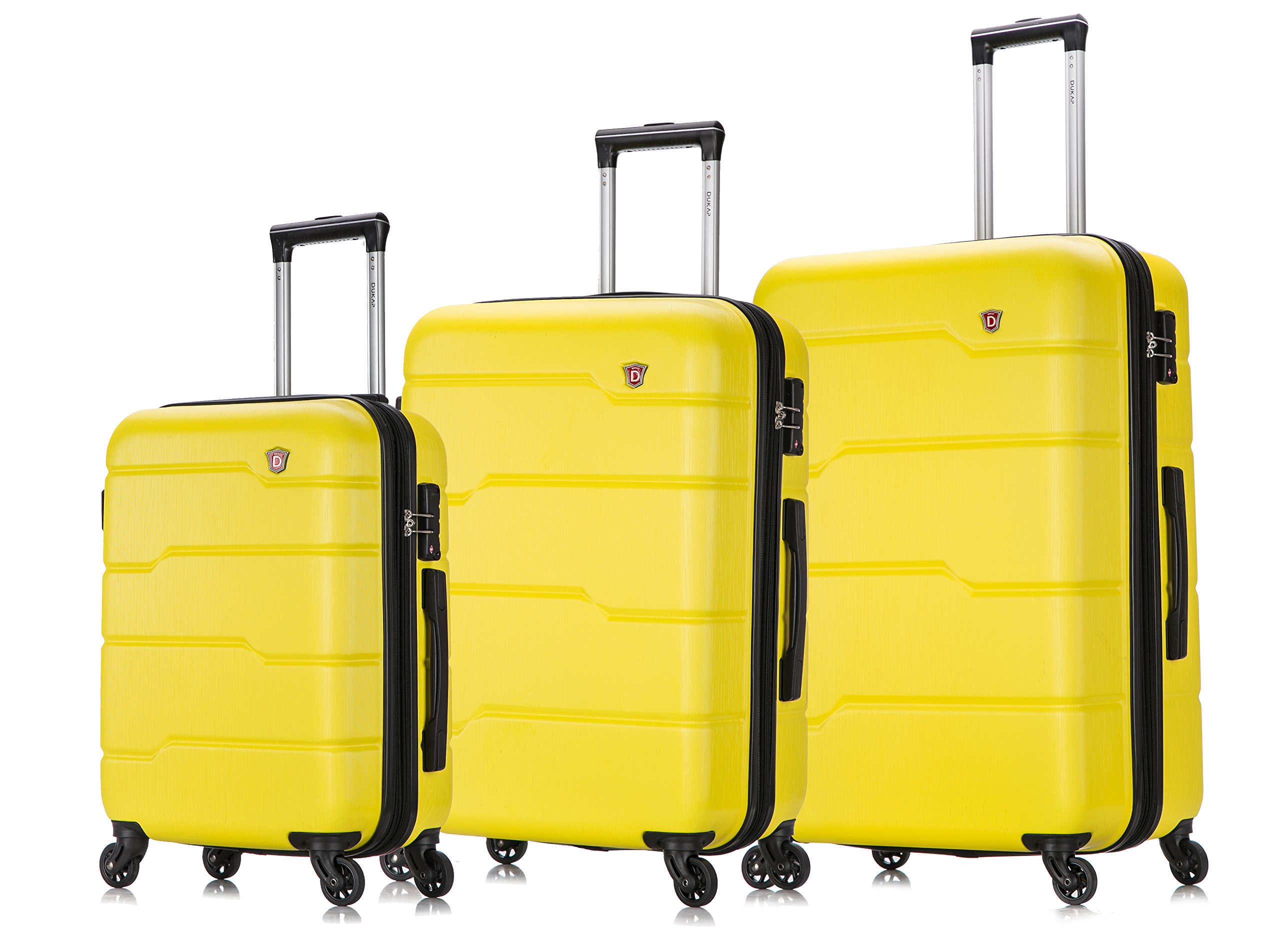 DUKAP RODEZ 3-Piece Hardside Luggage Set with TSA Lock - 20/24/28 Inch Lightweight Spinner Suitcases with 360° Wheels, Ergonomic Handles & Reinforced Corners - Perfect for Air Travel, Business Trips & Family Vacations (Yellow)