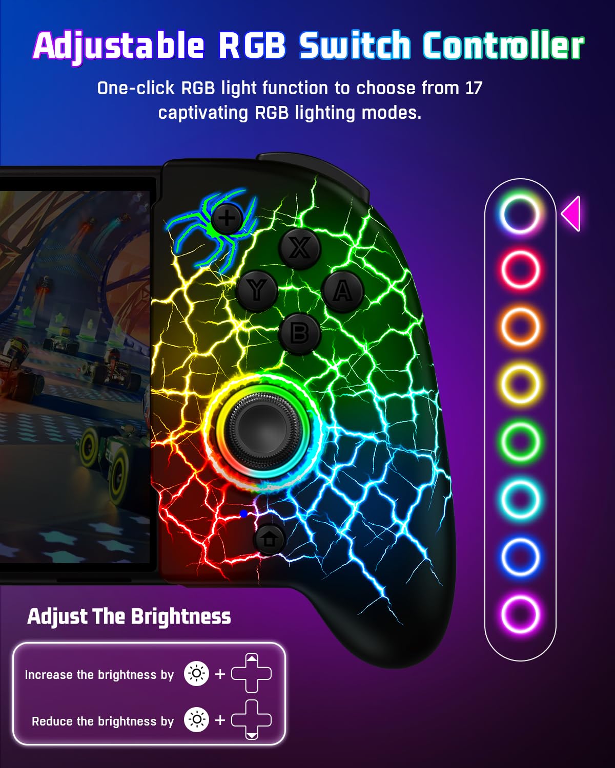 Wireless Pro Controller for Nintendo Switch & Switch OLED - Ergonomic Full-Size Joypad with One-Piece Design | Perfect for Handheld Mode Gaming, Multiplayer Sessions & Long Play Comfort