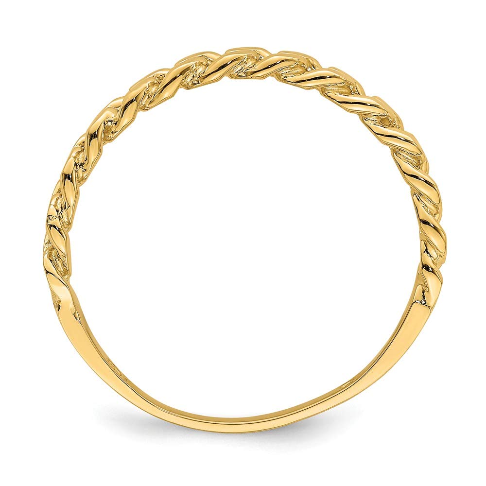 14K Solid Yellow Gold Chain Link Band Ring for Women - Elegant Stackable Jewelry for Everyday Wear, Gifts & Special Occasions